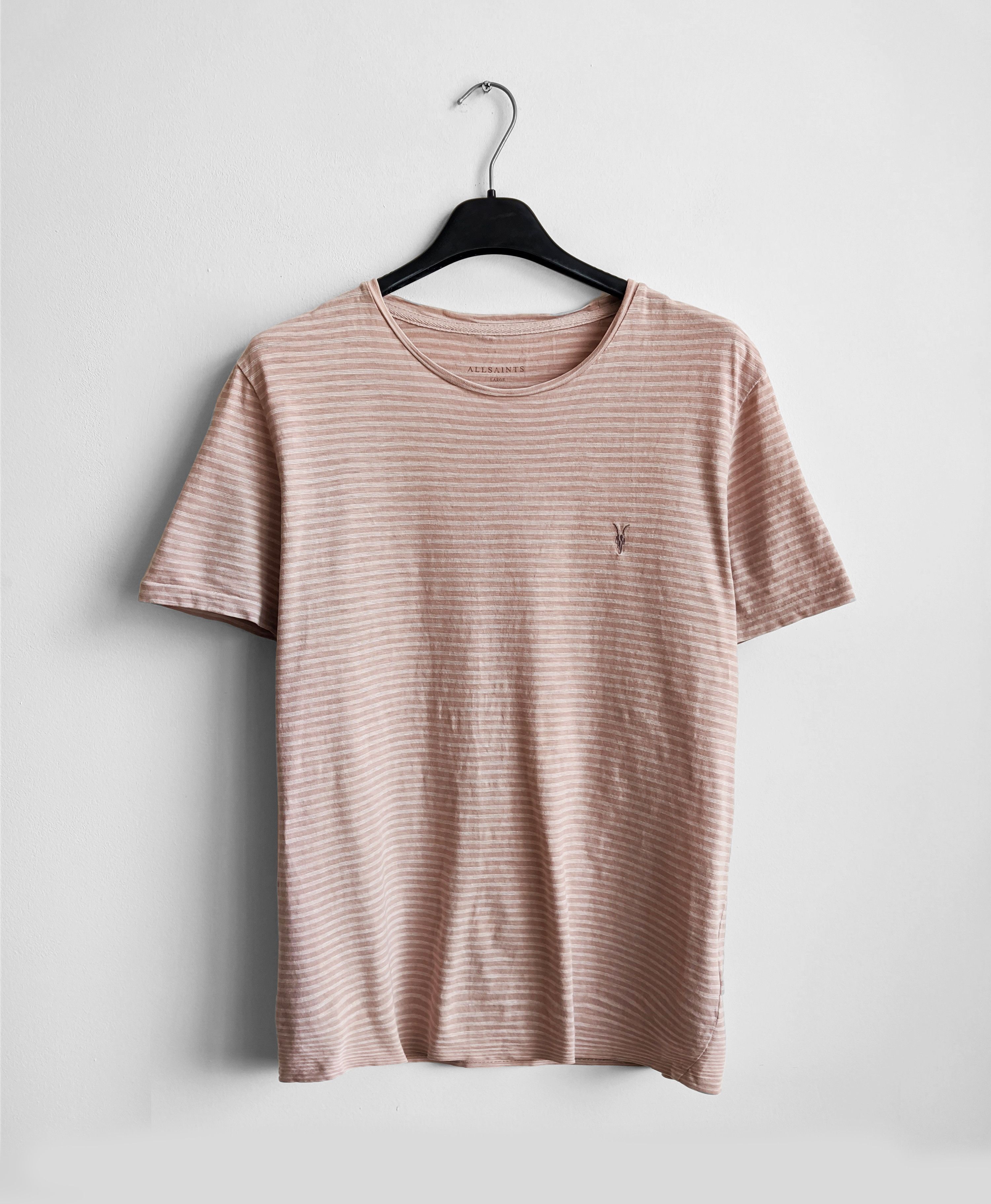 Allsaints Allsaints tshirt pink striped crew neck Size US L / EU 52-54 / 3 - 2 Thumbnail