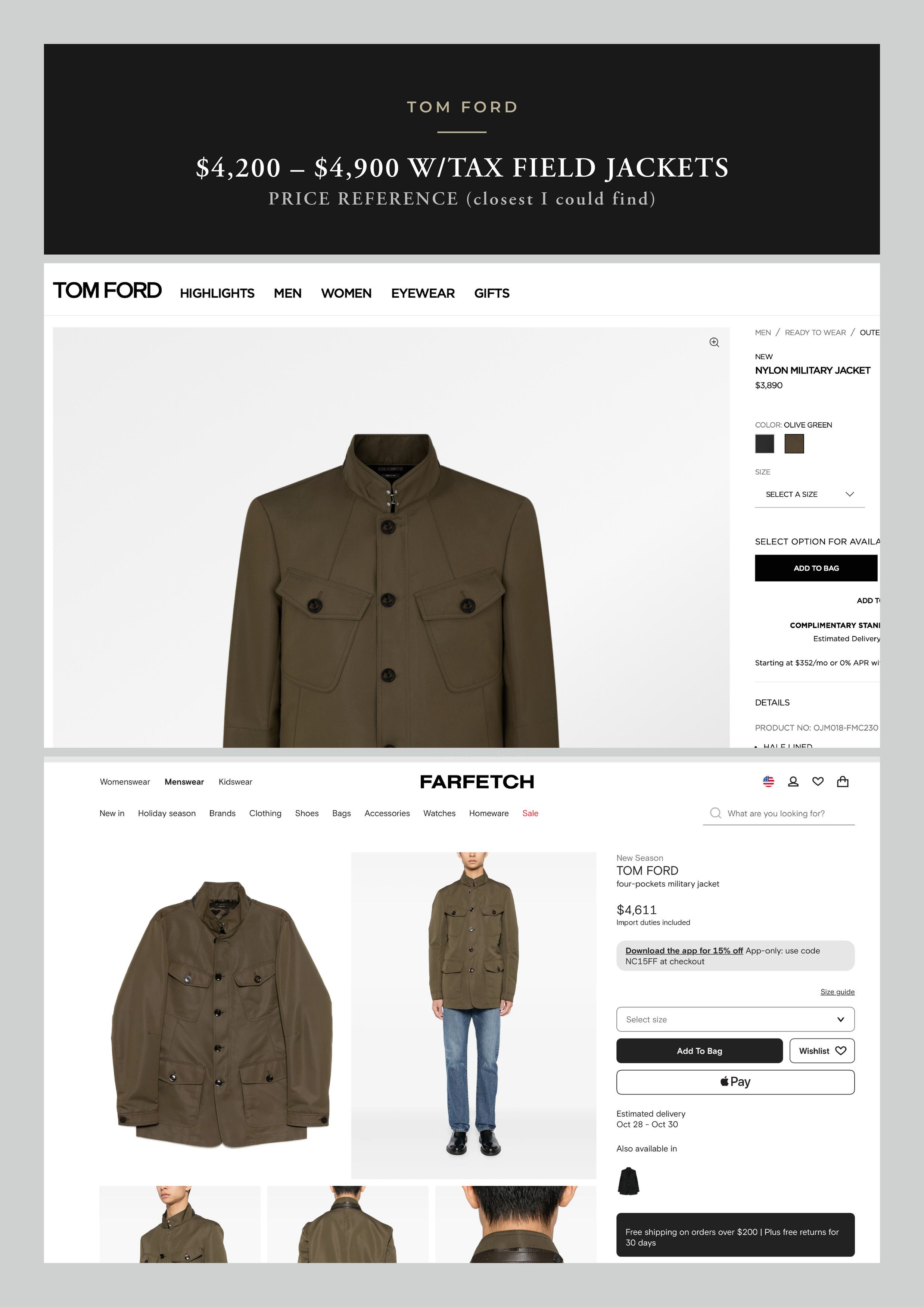 Tom Ford Effortless Cool Rare $4,200 w/tax New TOM FORD Field Jacket Size US M / EU 48-50 / 2 - 7 Thumbnail