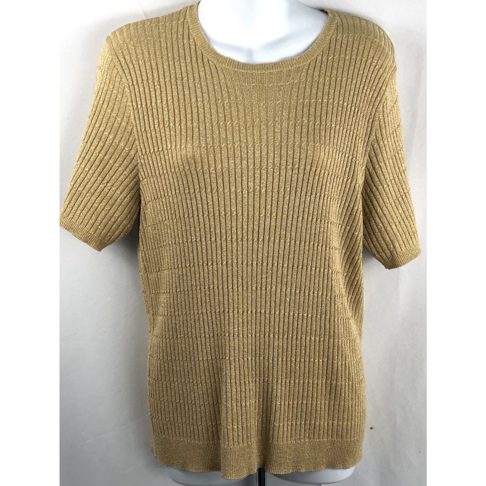 Vintage VINTAGE Alfred Dunner Silk Ribbed Knit Sweater L Gold Glitter Y2K Pixi Size L / US 10 / IT 46 - 5 Thumbnail