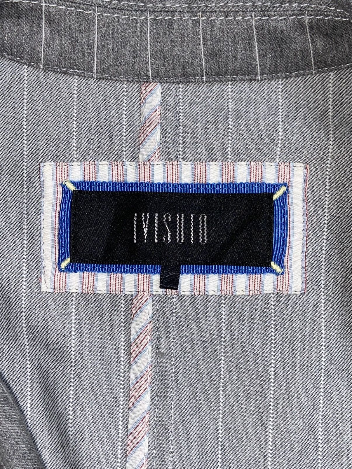Designer × Japanese Brand IVISUTO Grey Striped Blazer Size 46L - 11 Thumbnail