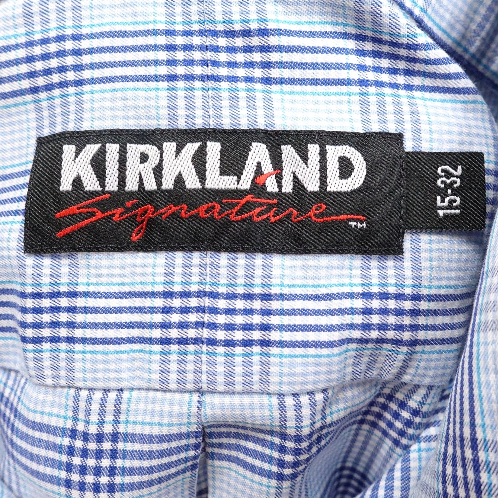 Vintage KIRKLAND SIGNATURE Dress Shirt Men 15 32 Blue Plaid Non-Iron Long Sleeve Button-Up Size US M / EU 48-50 / 2 - 6 Thumbnail