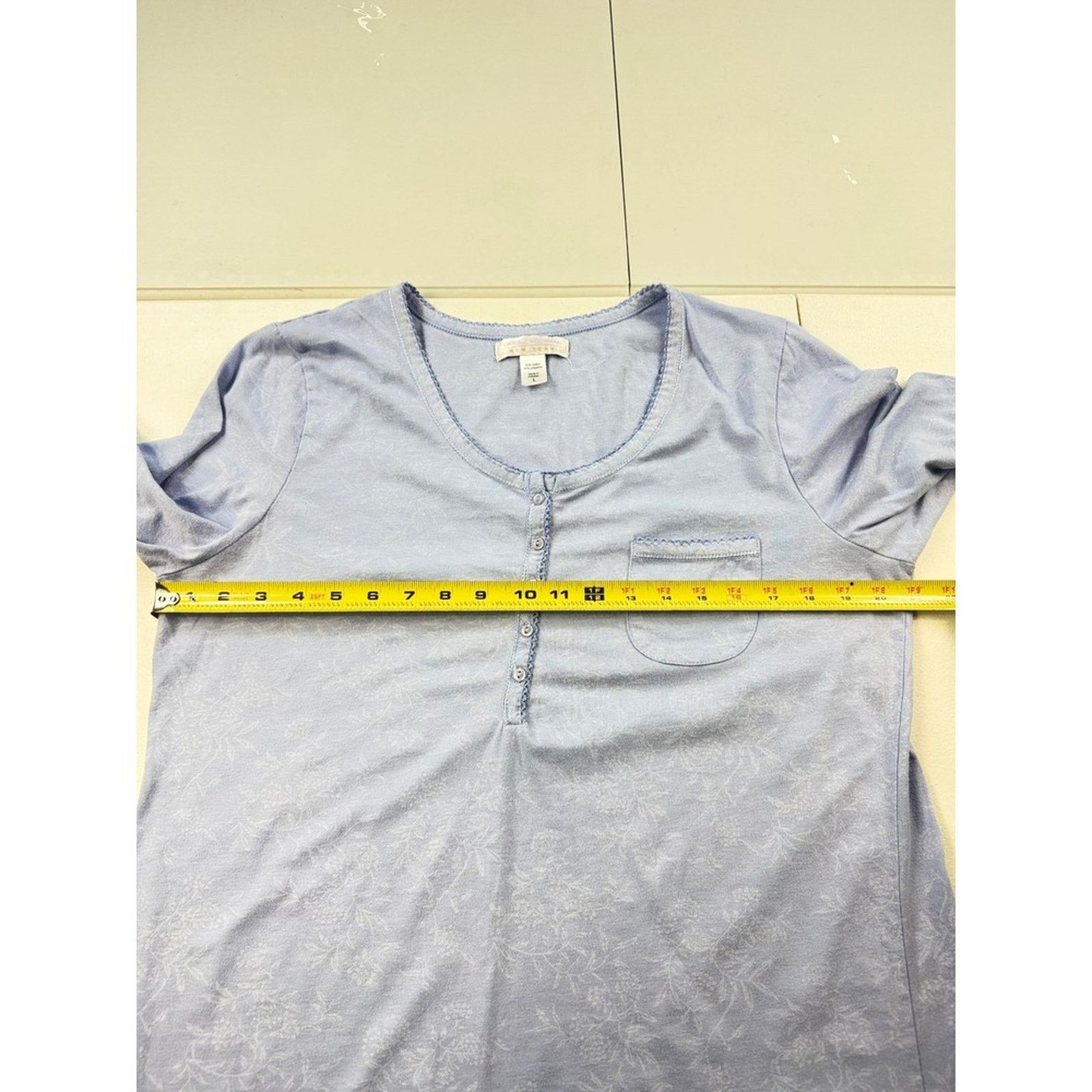 & Other Stories Carole Hochman Nightgown Long Sleeve Blue Floral‎ Knit L Size ONE SIZE - 5 Thumbnail