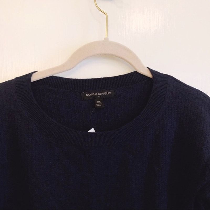 Banana Republic Banana Republic Blue Seed Stitch Crew Neck Top Size XS / US 0-2 / IT 36-38 - 3 Thumbnail