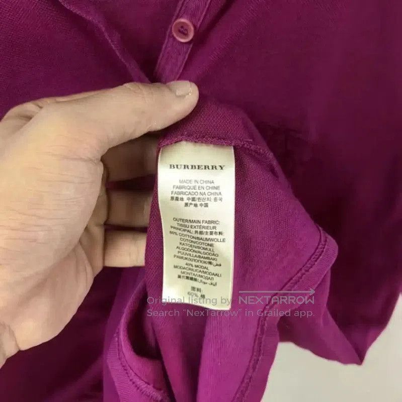 Burberry Burberry Men's Purple Polo Shirt (Size L). Size US L / EU 52-54 / 3 - 4 Thumbnail
