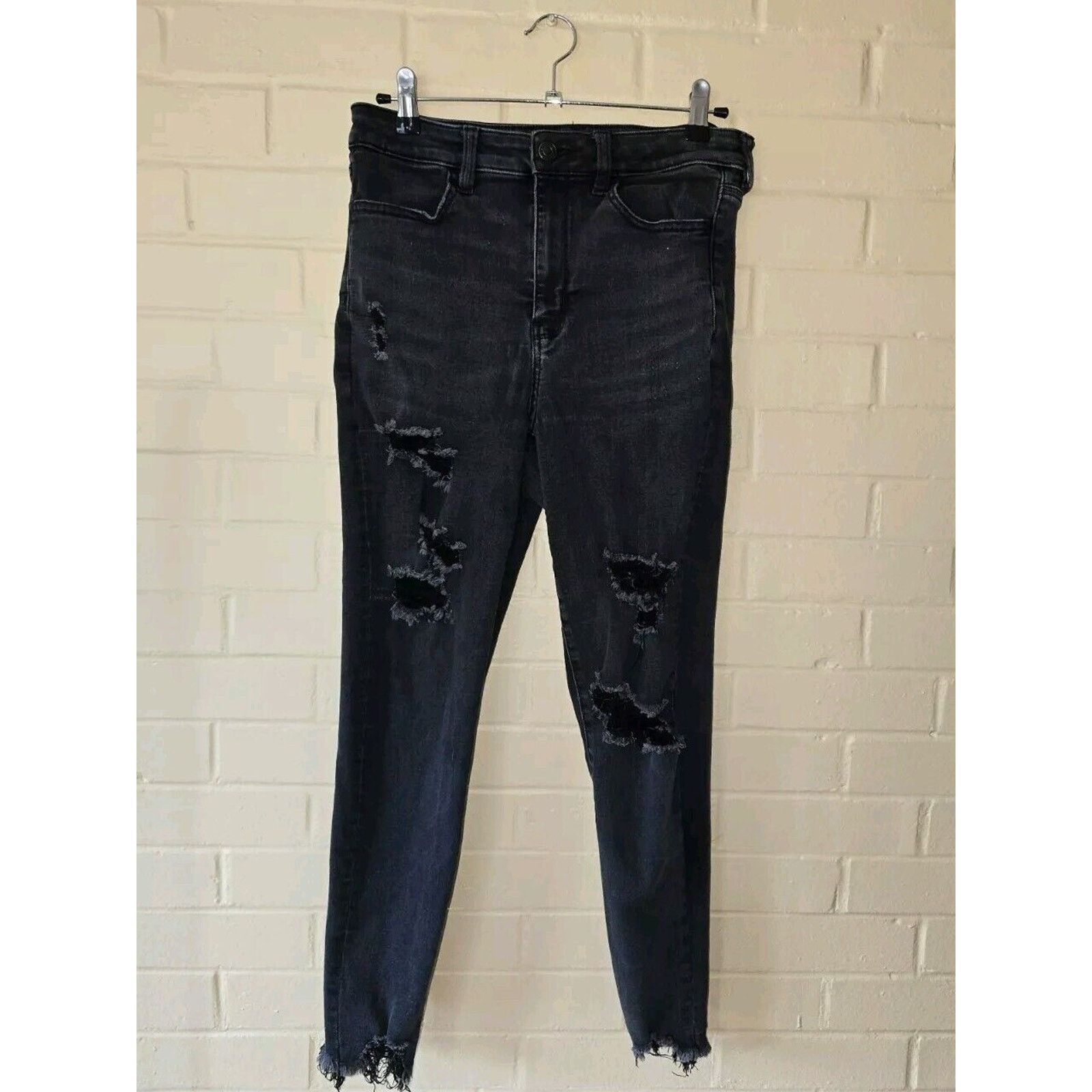 American Eagle Outfitters American Eagle Womens 10 Next Level Women Jeans Black Skinny Size 32" / US 10 / IT 46 - 1 Thumbnail