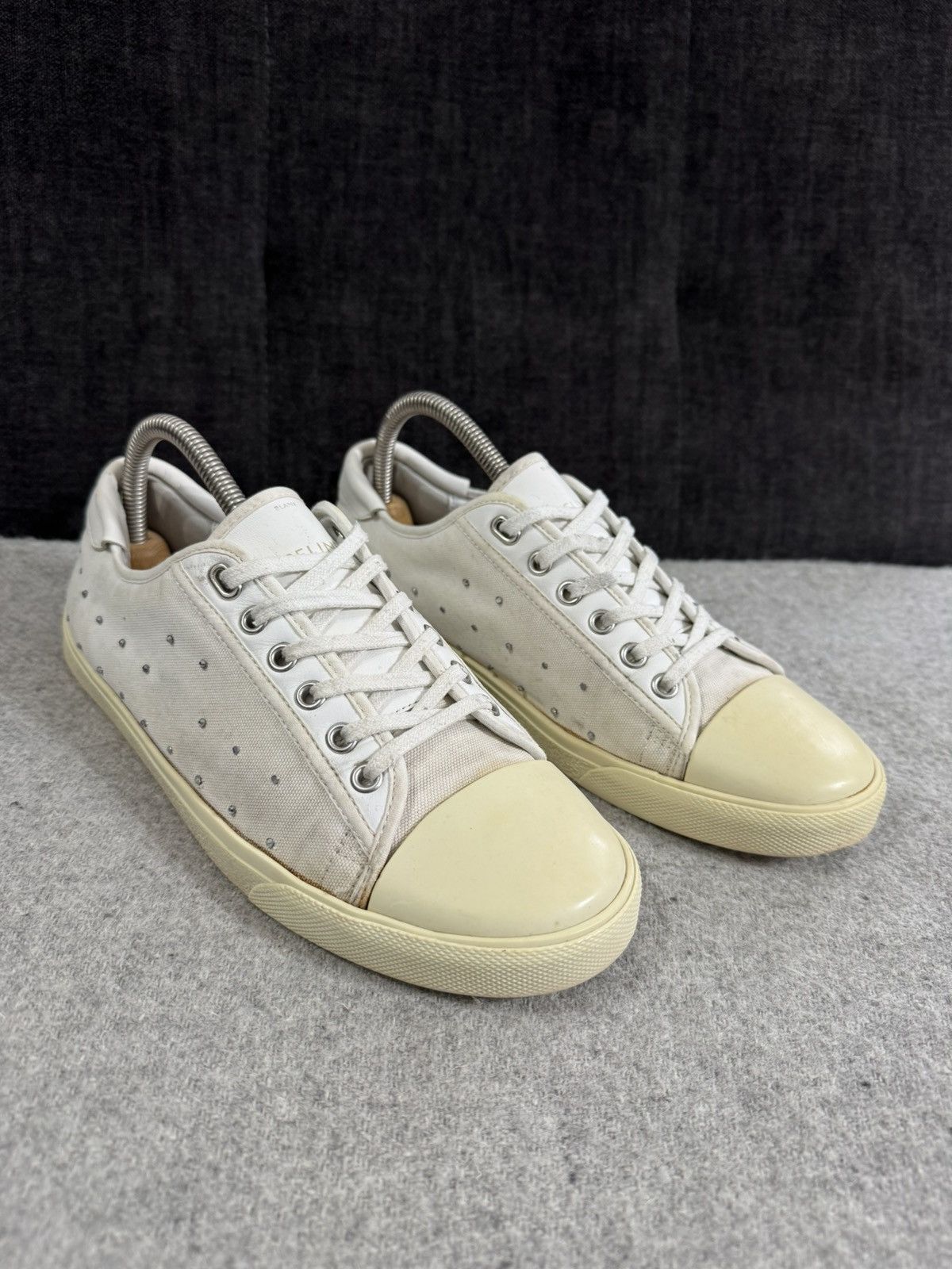 Celine Celine Paris Blank Toe Cap Low Top Sneakers white crystals40 Size US 10 / IT 40 - 4 Thumbnail