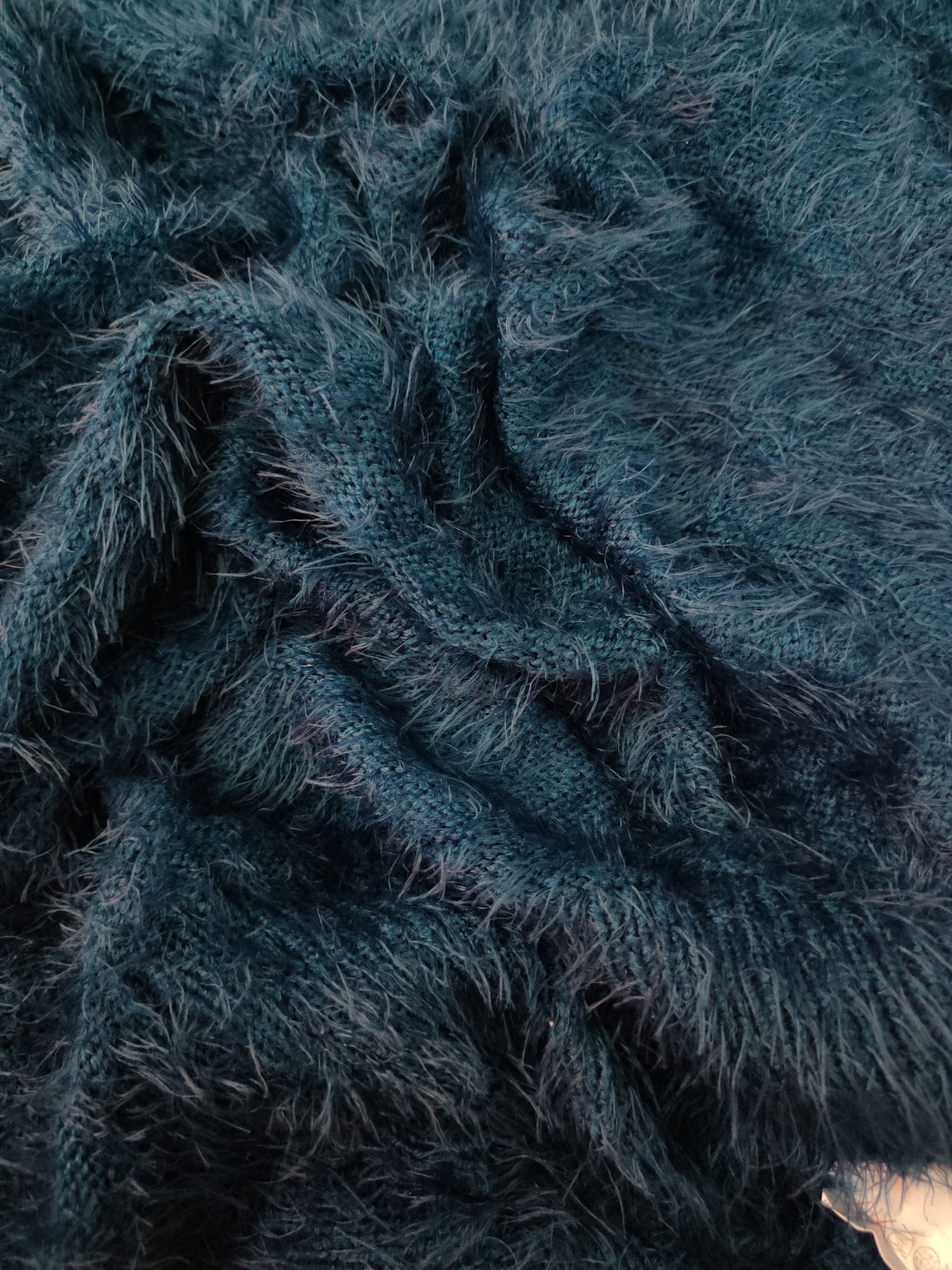 Homespun Knitwear Evris Blue Shag Shaggy Fur Mohair Knitwear #S1953 Size S / US 4 / IT 40 - 10 Thumbnail