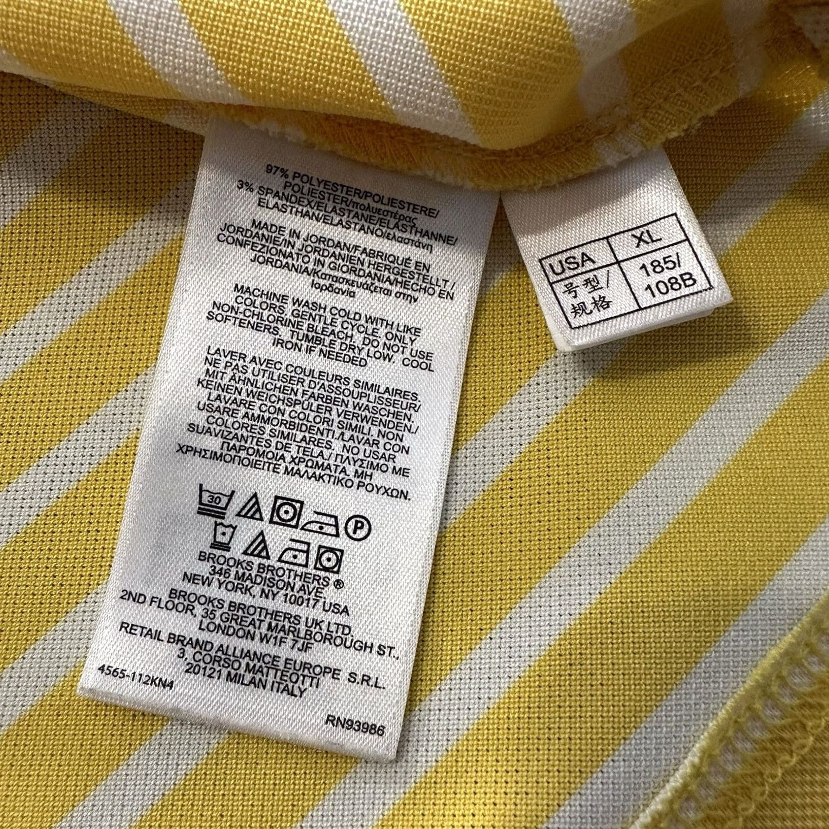 Brooks Brothers Brooks Brothers Polo Shirt Mens XL Yellow Striped Casual Golf Stretch Size US XL / EU 56 / 4 - 7 Thumbnail