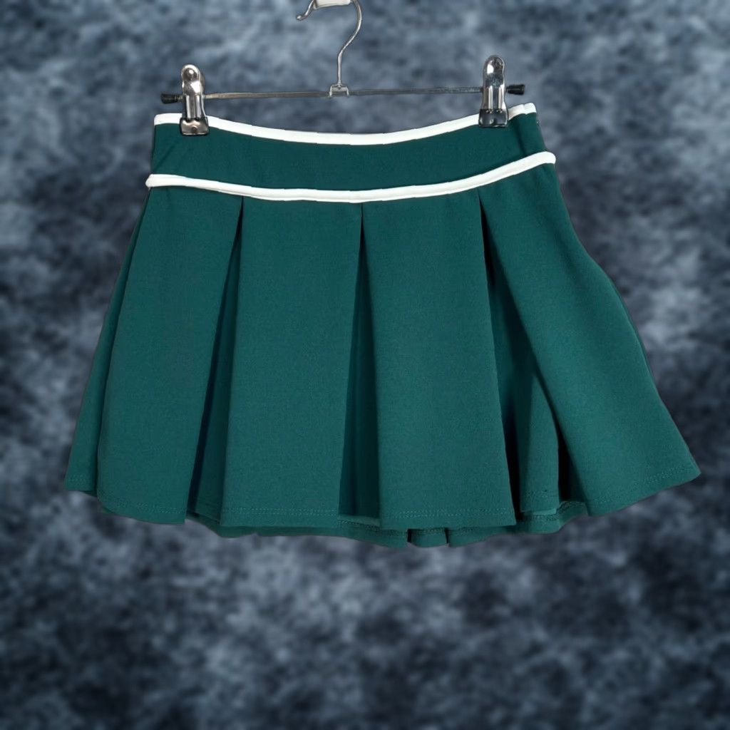 Urban Outfitters VINTAGE Urban Outfitters Womens Small Green Pleated Mini Skirt W/ White Trim Size 28" / US 6 / IT 42 - 1 Thumbnail