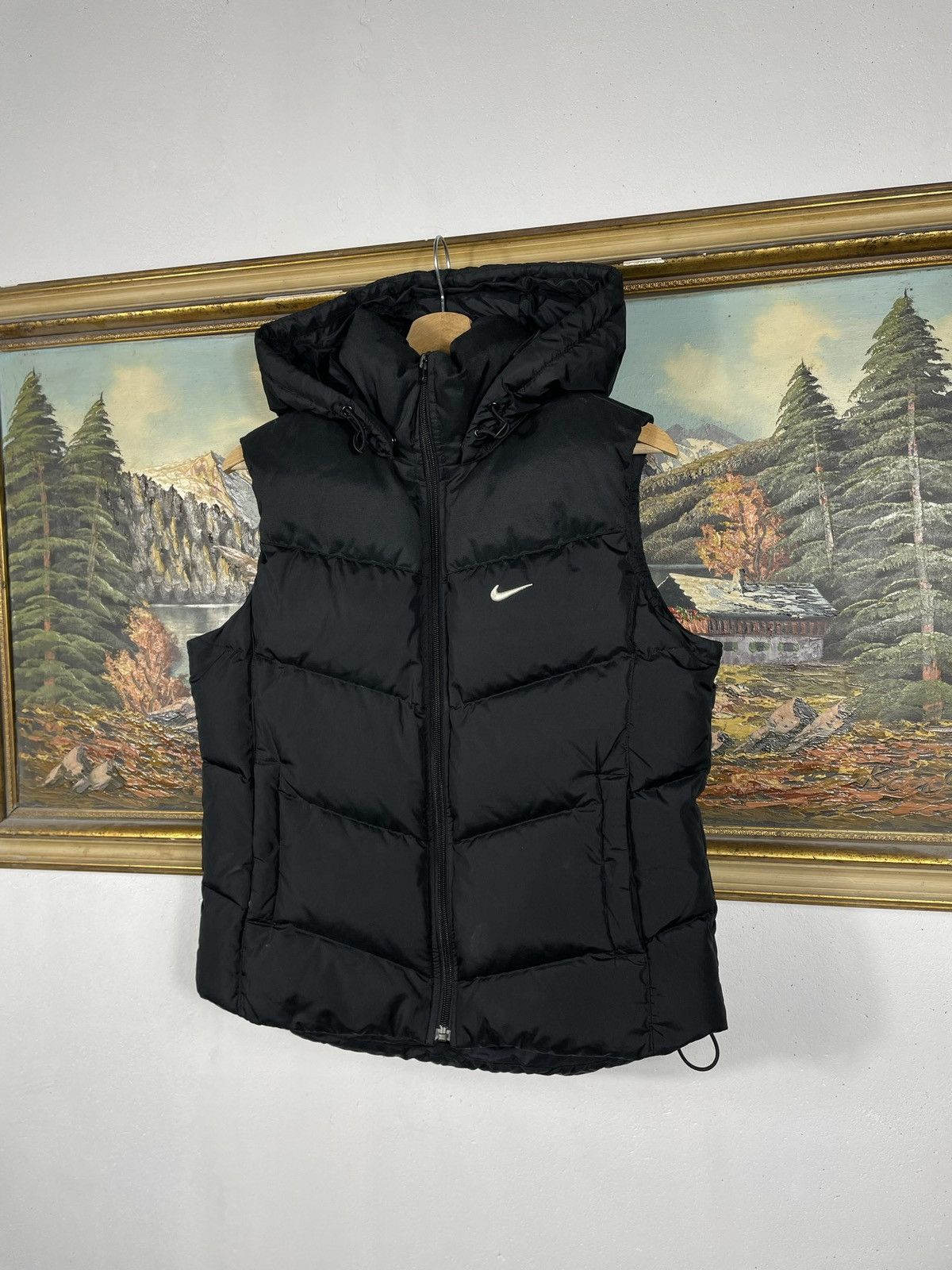 Nike × Vintage Nike Small Swoosh Zip Hoodie Black Y2k 00s Retro Winter Warm Size S / US 4 / IT 40 - 2 Thumbnail