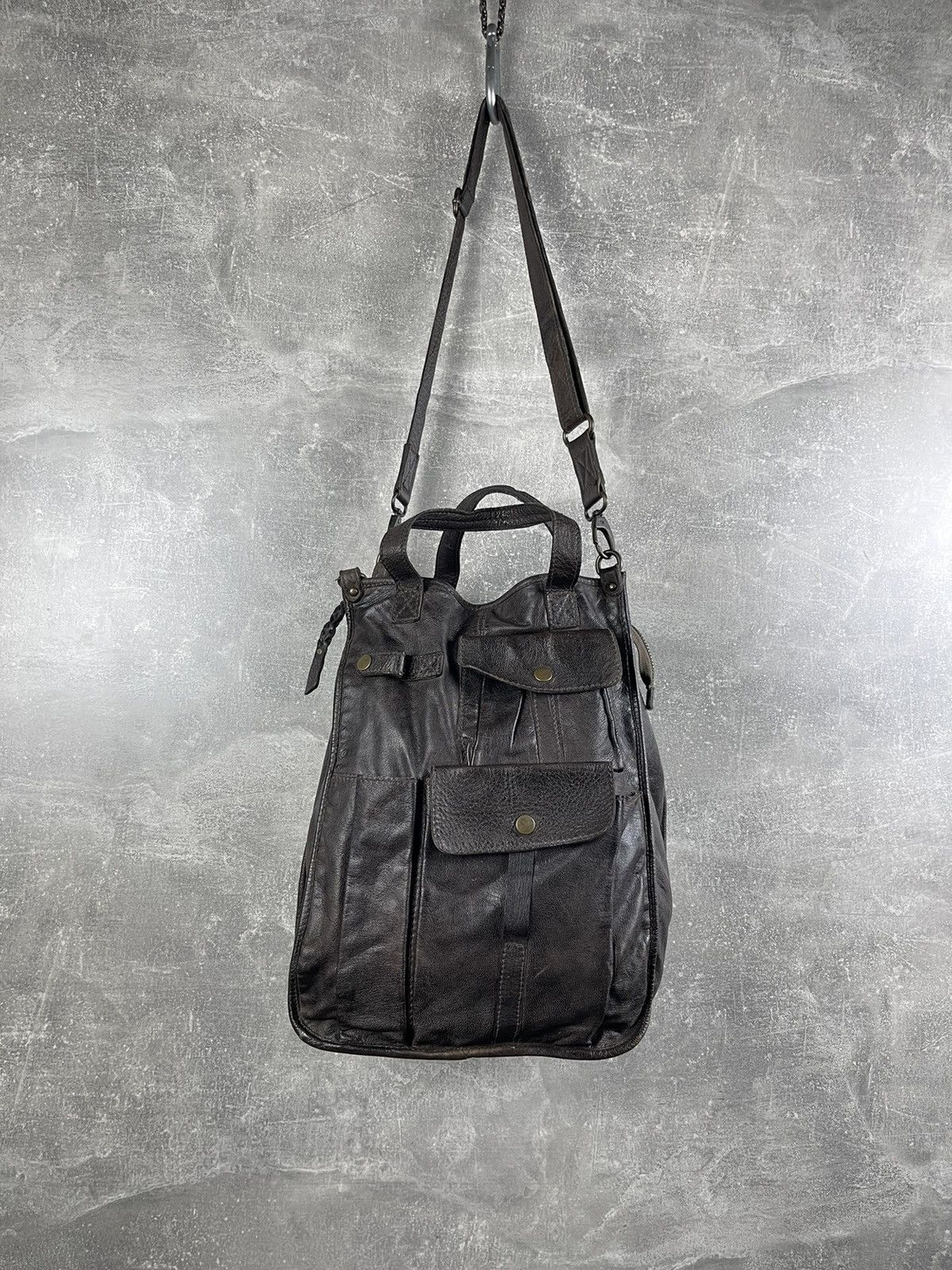 Genuine Leather Artisan Gray Avant Garde Leather Multipocket Shoulder Bag Size ONE SIZE - 5 Thumbnail