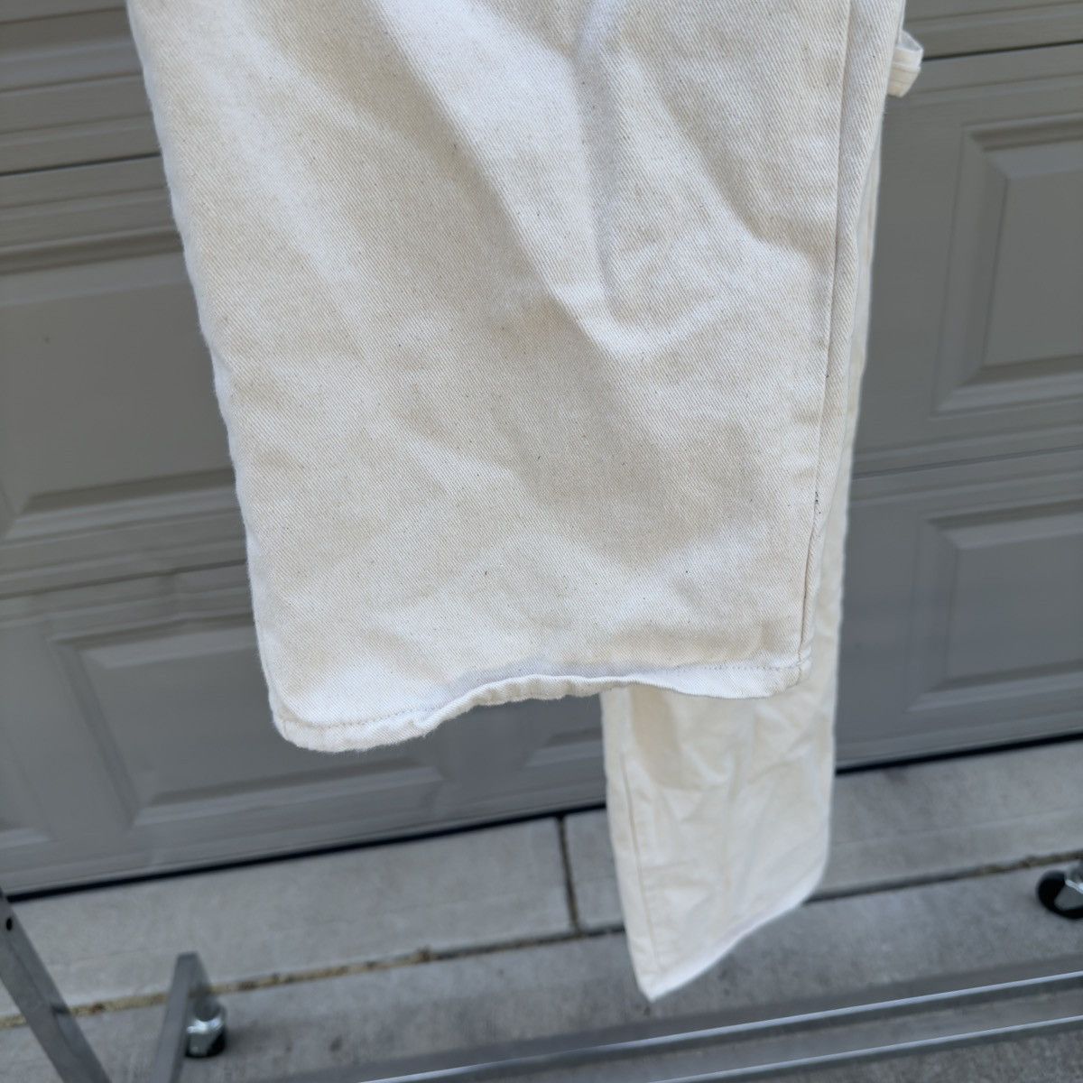 Vintage Thrashed Faded Cream Baggy Skater Wide Leg Carpenter Pants Size US 29 - 5 Thumbnail