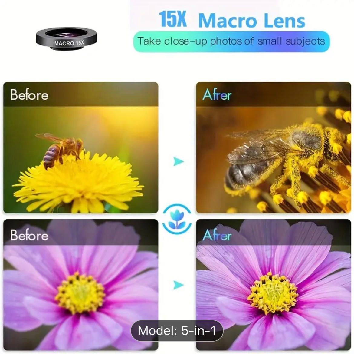 Designer 5-in-1 Mobile Phone Lens Set for Photography Size ONE SIZE - 7 Thumbnail