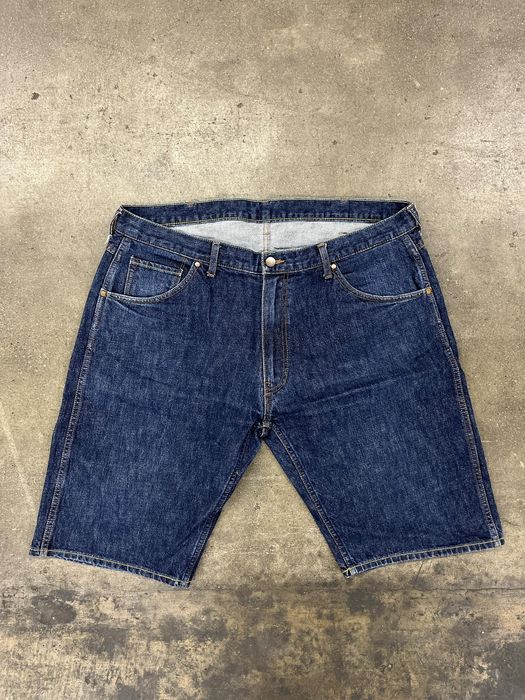 Bape Bape Pirate Store Dark Wash Jorts With Back Logo | Grailed