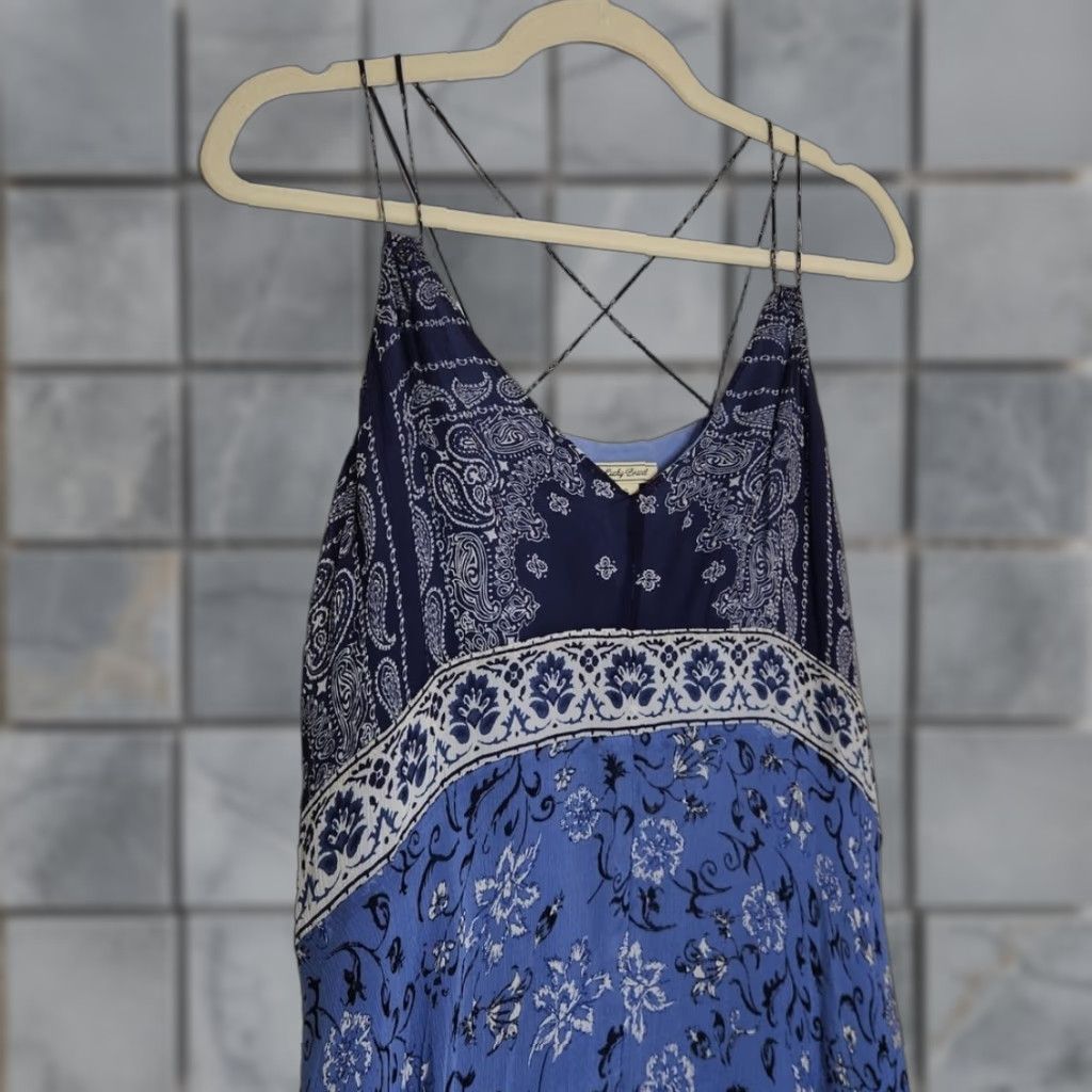 Lucky Brand VINTAGE Lucky Brand Dress Boho Handkerchief Hi-Low Sundress Blue S Women 90s Surf Beachy Boho Yellow? Size S / US 4 / IT 40 - 1 Thumbnail