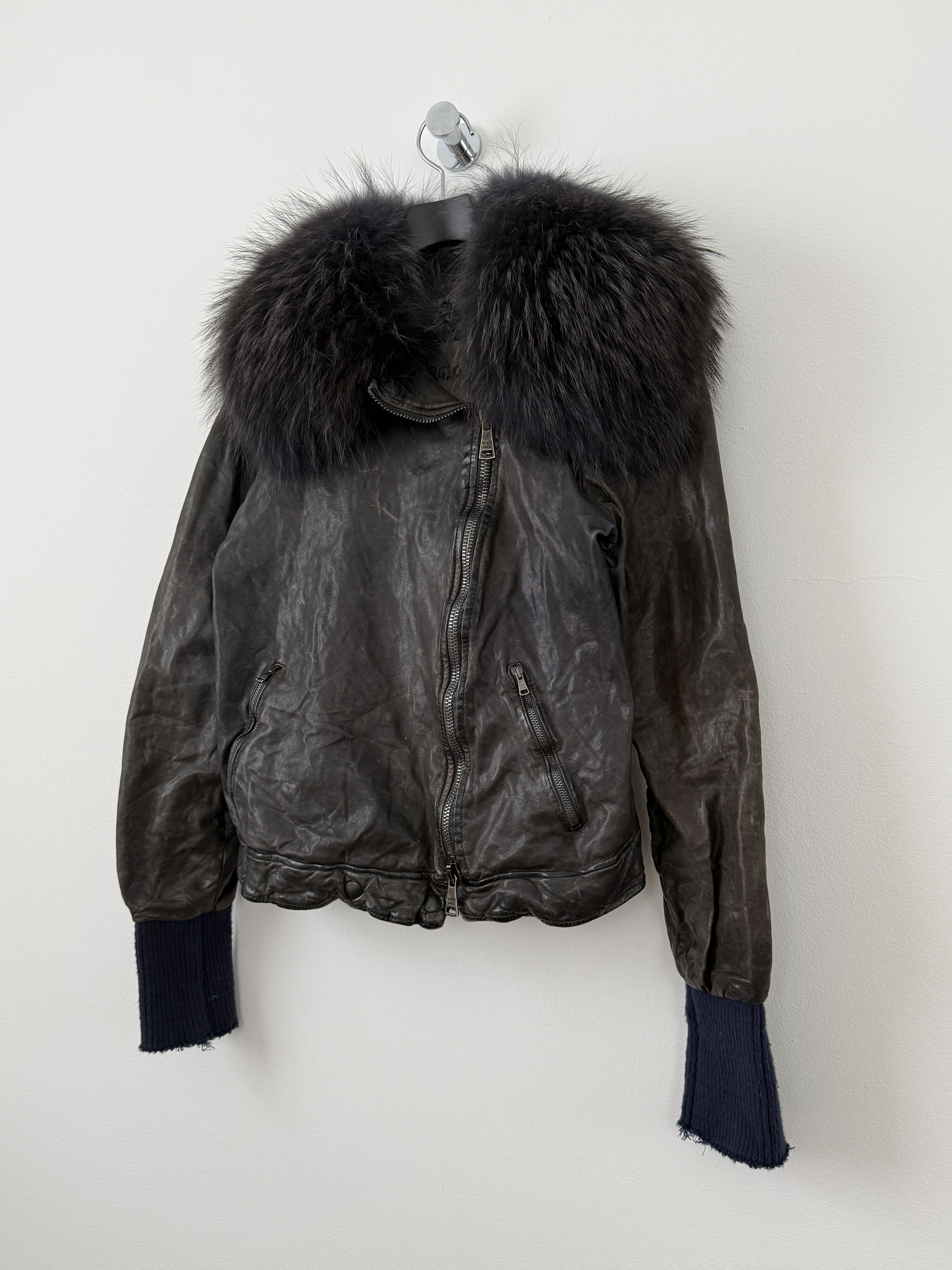 Giorgio Brato Zip Up Leather Jacket with Fur Size L / US 10 / IT 46 - 4 Thumbnail