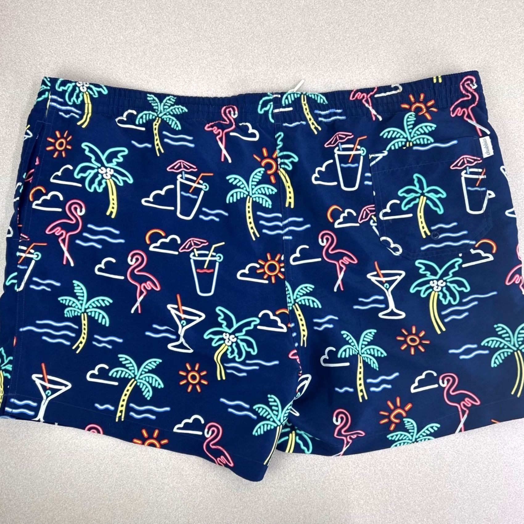 Chubbies Chubbies Swim Trunks Mens XXL Navy Blue Neon Flamingo Palm Tree Size US 39 - 6 Thumbnail