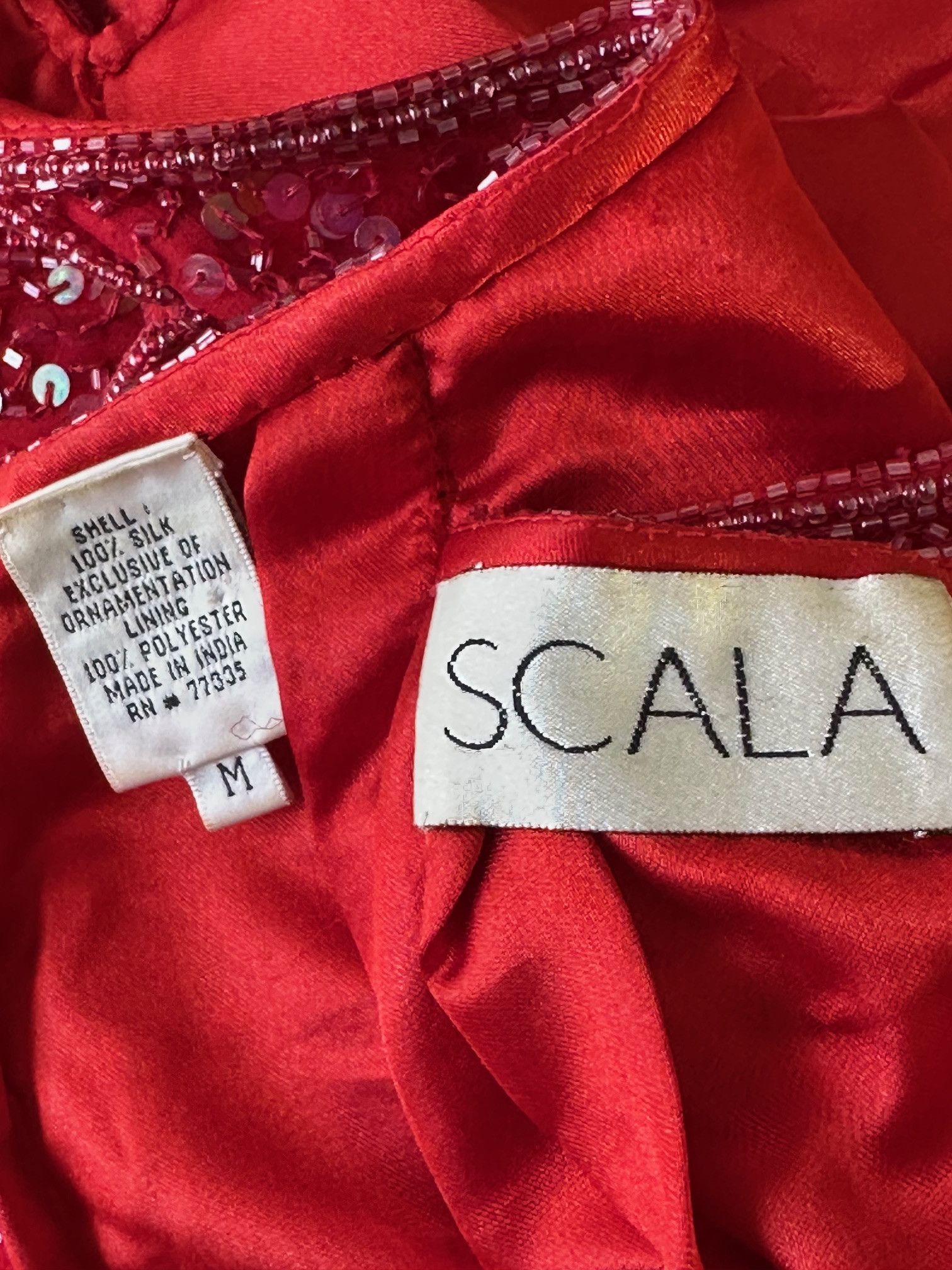 Vintage Scala Red Beaded and Sequin Halter Gown Size M Size M / US 6-8 / IT 42-44 - 2 Thumbnail