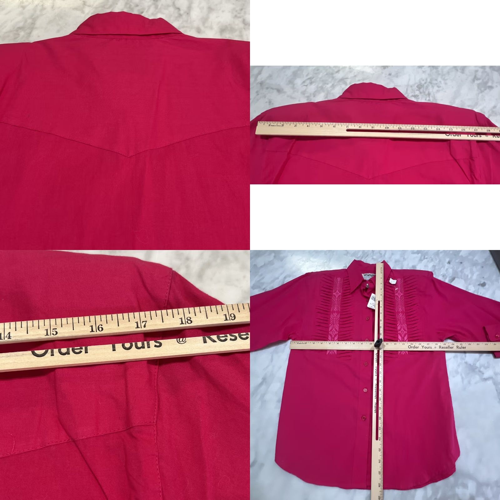 Wrangler VINTAGE Wrangler Western Shirt Women’s M Fuchsia Pink Long Sleeve Embroidery NWT Size M / US 6-8 / IT 42-44 - 9 Thumbnail
