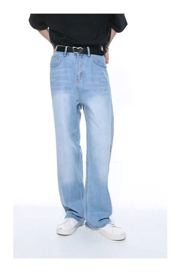 Japanese Brand Horiko x Kino Simple light blue straight loose washed jeans Size US 32 / EU 48 - 3 Thumbnail