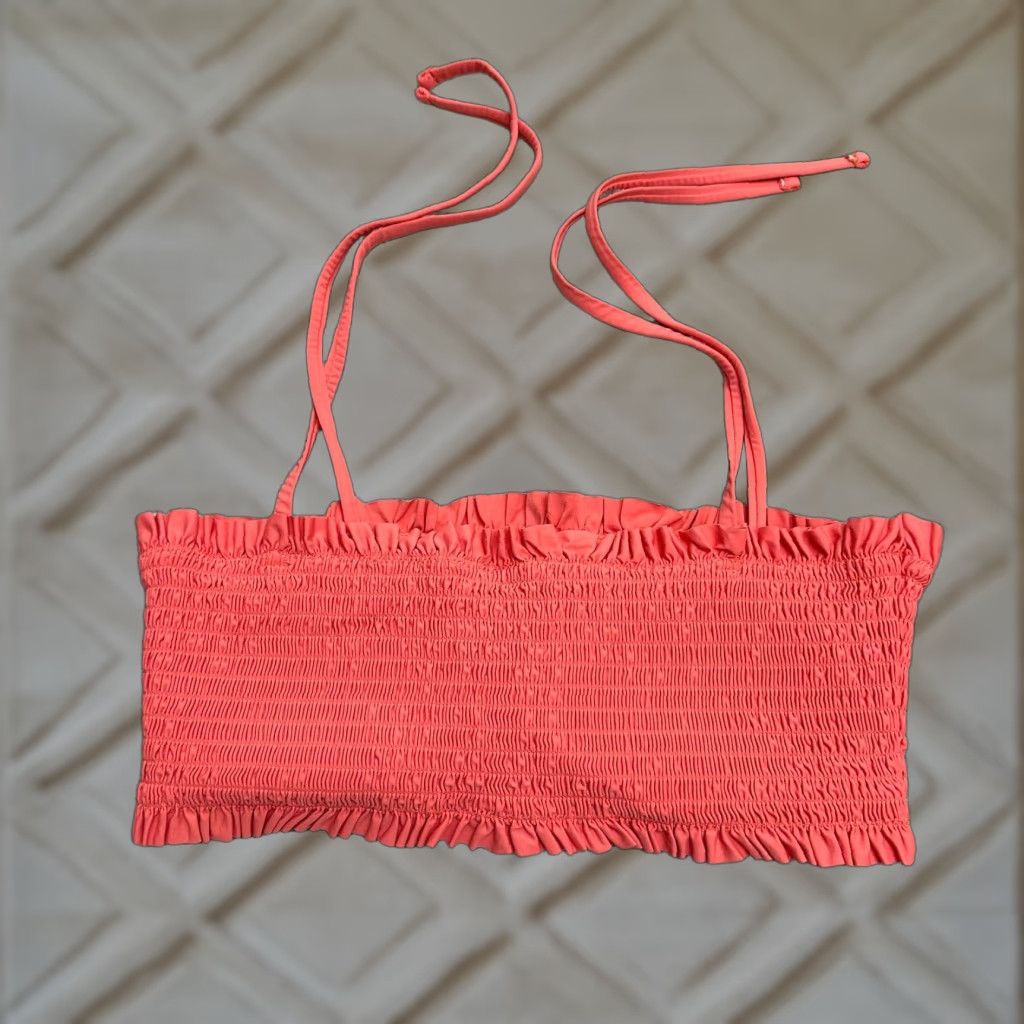 AQUA Aqua Bandeau Swim Top Womens Medium Orange Padded Spaghetti Strap Beach Size M / US 6-8 / IT 42-44 - 1 Thumbnail