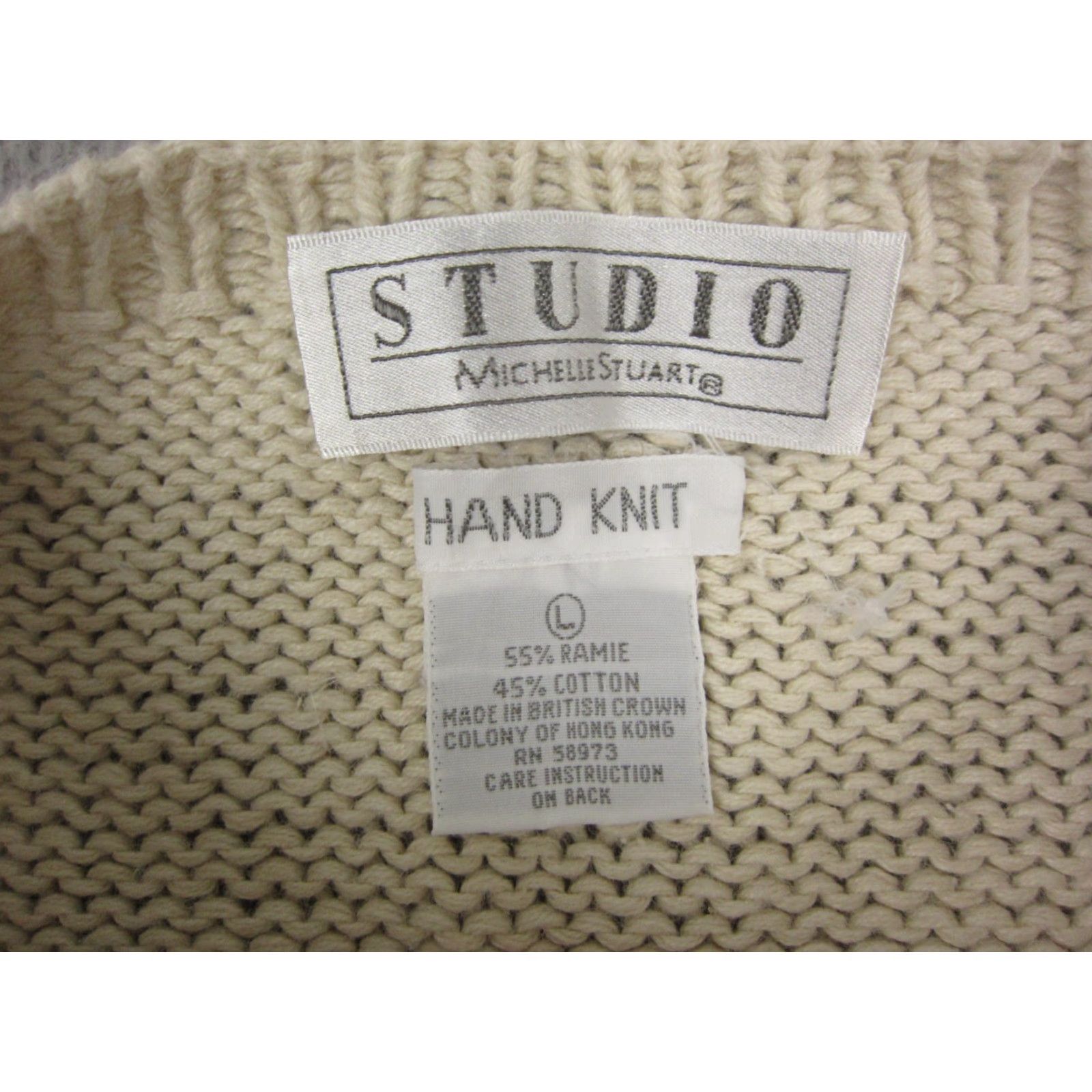 Vintage VINTAGE Michelle Stuart Sweater Women L Crew Neck Floral Knit Pullover 90s Ivory Size L / US 10 / IT 46 - 4 Thumbnail