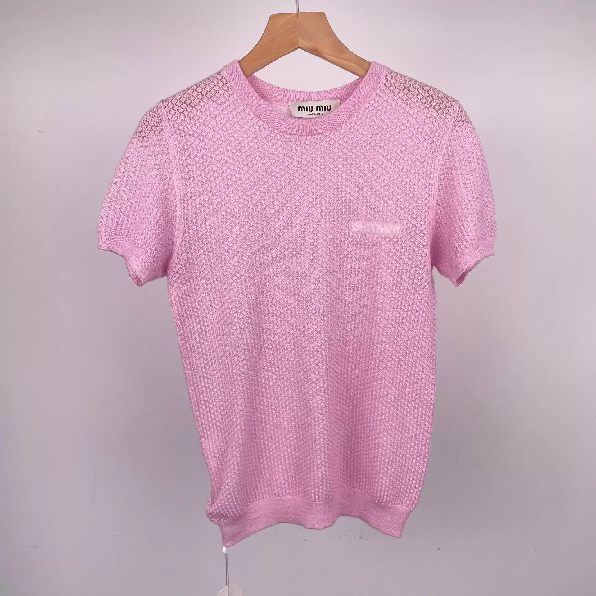 Miu Miu MIU MIU women's knit short sleeve pink 38 Size S / US 4 / IT 40 - 1 Thumbnail