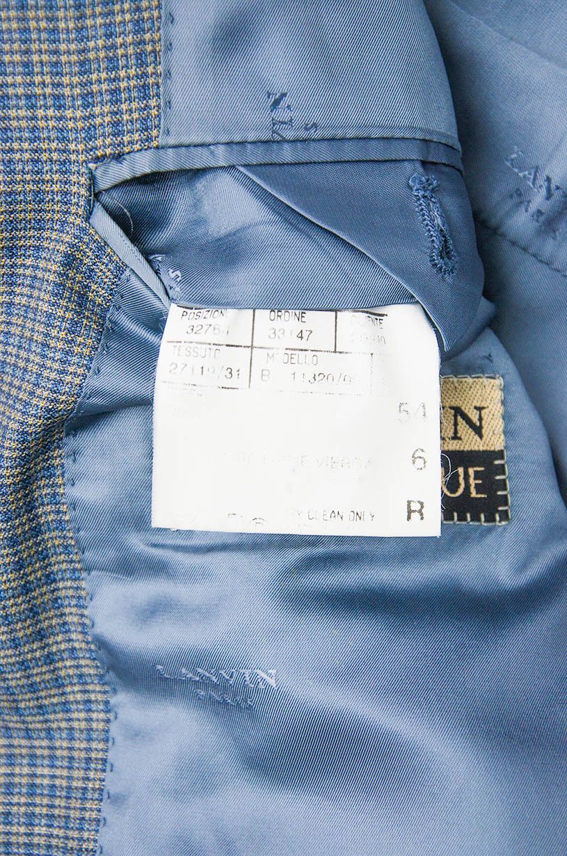 Lanvin LANVIN Classique Pure Wool Blazer Blue Micro-Check 54R Size 54R - 9 Thumbnail