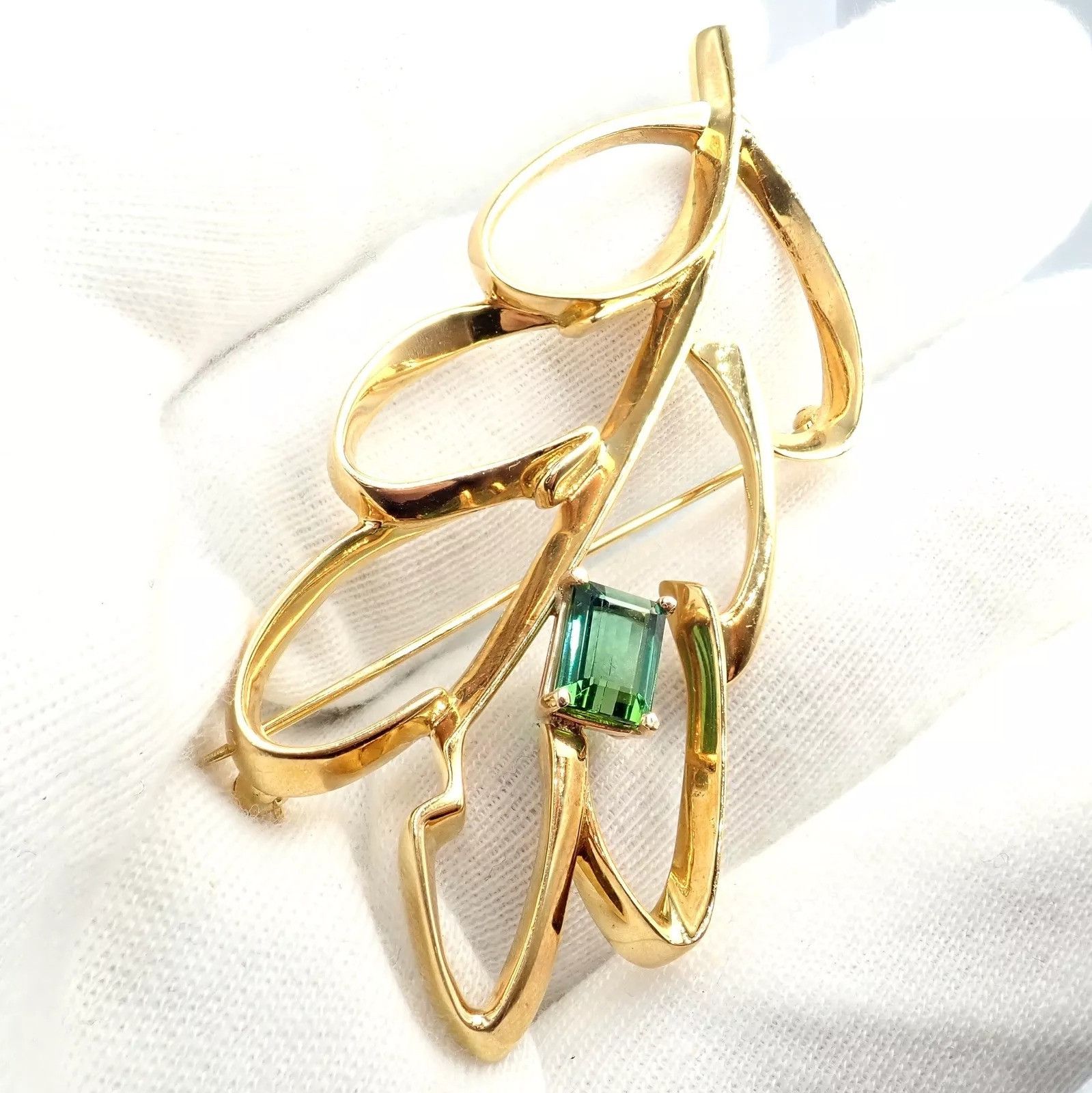 Tiffany & Co. Tiffany & Co 18k Yellow Gold Green Tourmaline Leaf Brooch Size ONE SIZE - 7 Thumbnail