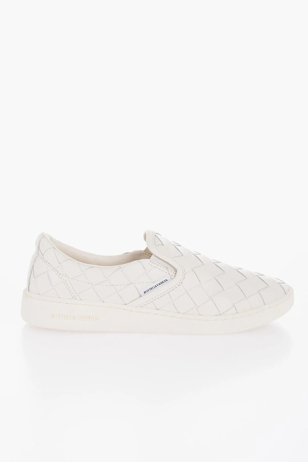 Bottega Veneta og1mm0426 Woven Leather Slip-On Sneakers in White Size US 11 / IT 41 - 1 Thumbnail
