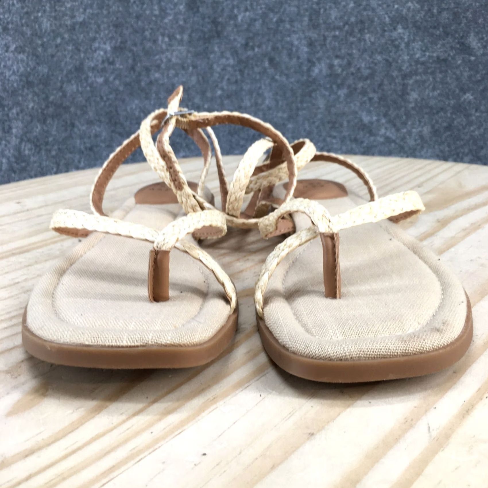 Vintage A New Day Sandals Womens 8.5 Strappy Thong Braided Buckle Beige Flats NEW Size US 9 / IT 39 - 6 Thumbnail