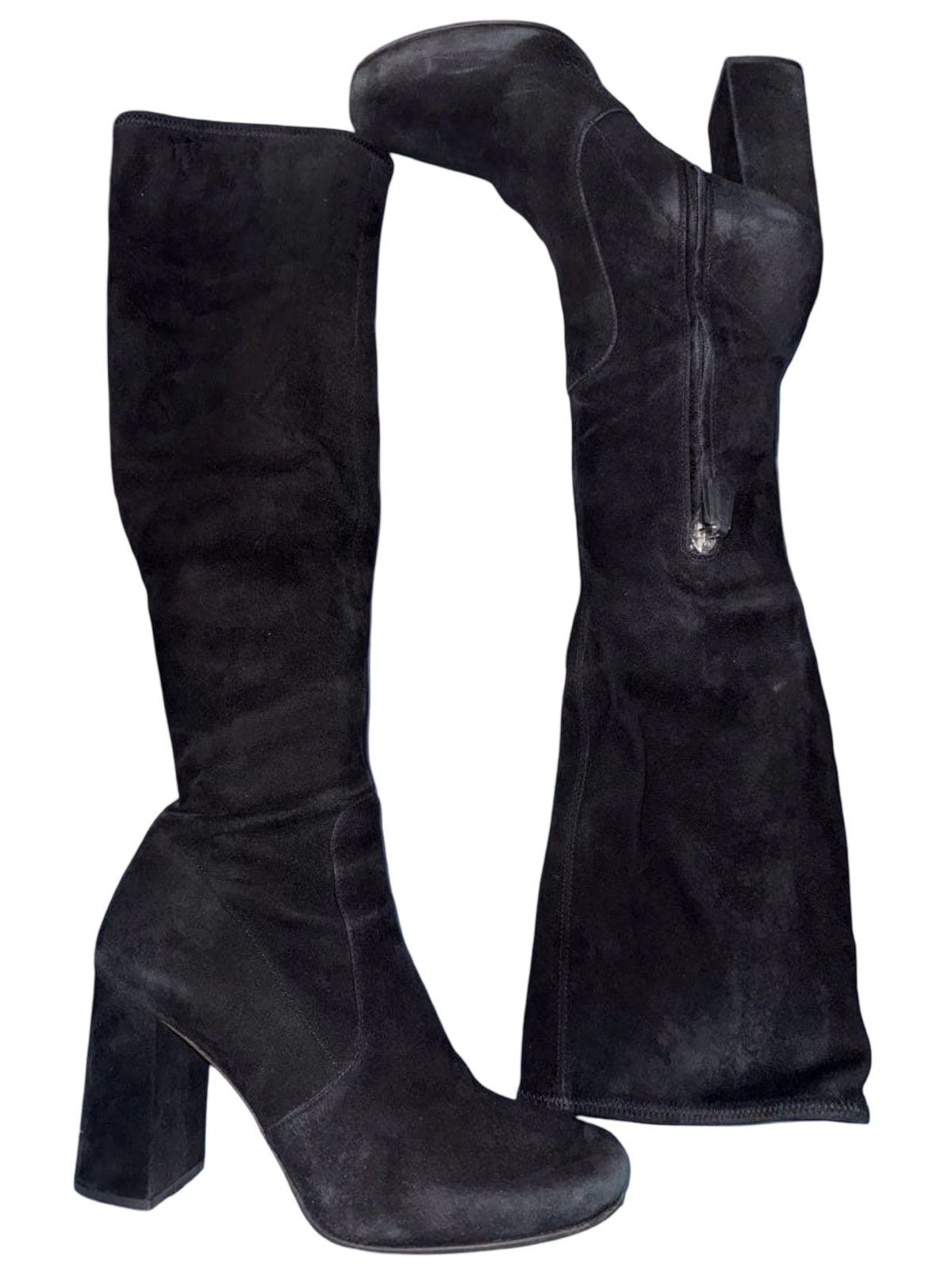 Prada PRADA Archival Calf Suede Block Heel Long Boots Size US 7 / IT 37 - 2 Thumbnail