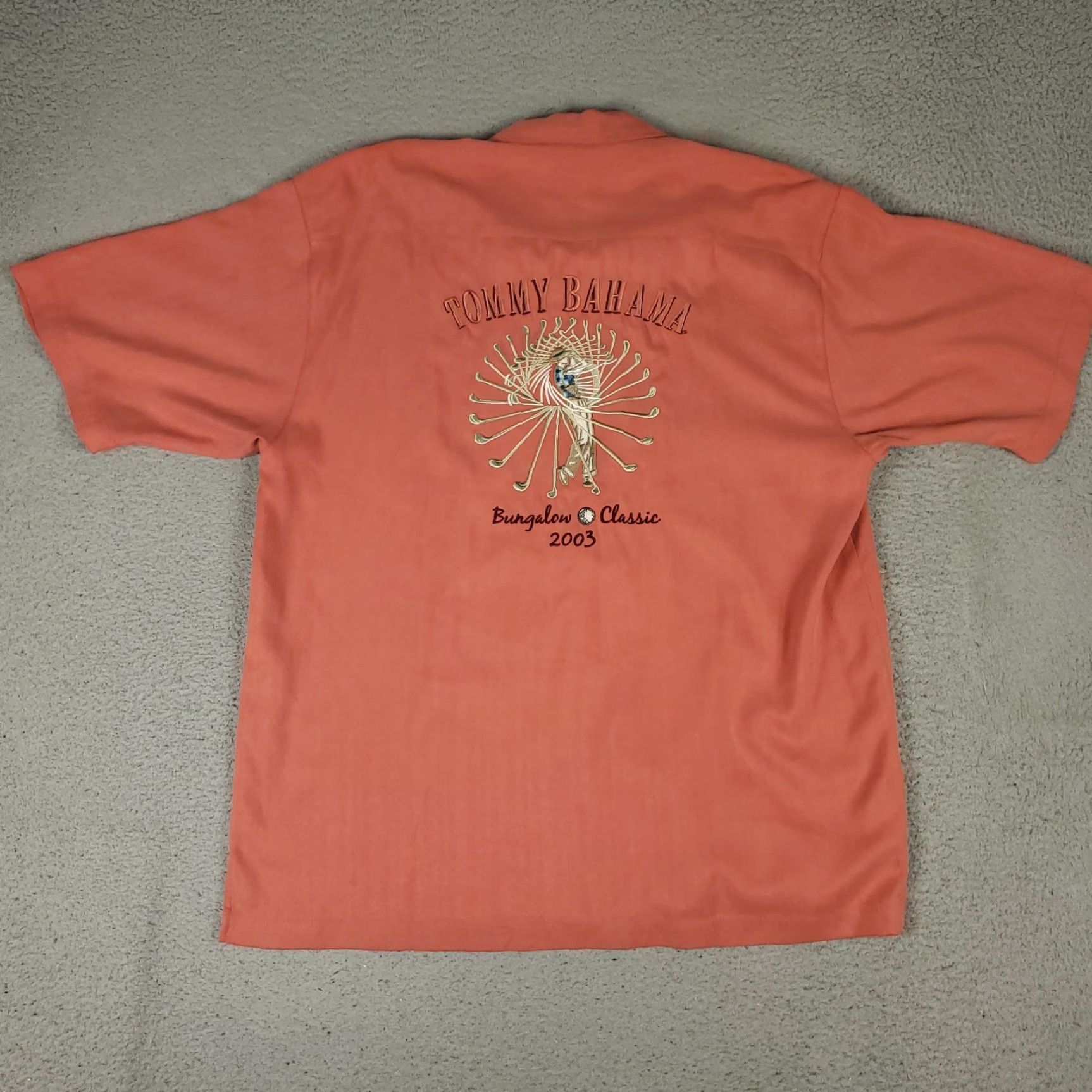 Tommy Bahama Tommy Bahama Shirt Mens M Gulf 2003 Embroidered Silk Hawaiian Red Short Sleeve Button-Up Size US M / EU 48-50 / 2 - 3 Thumbnail