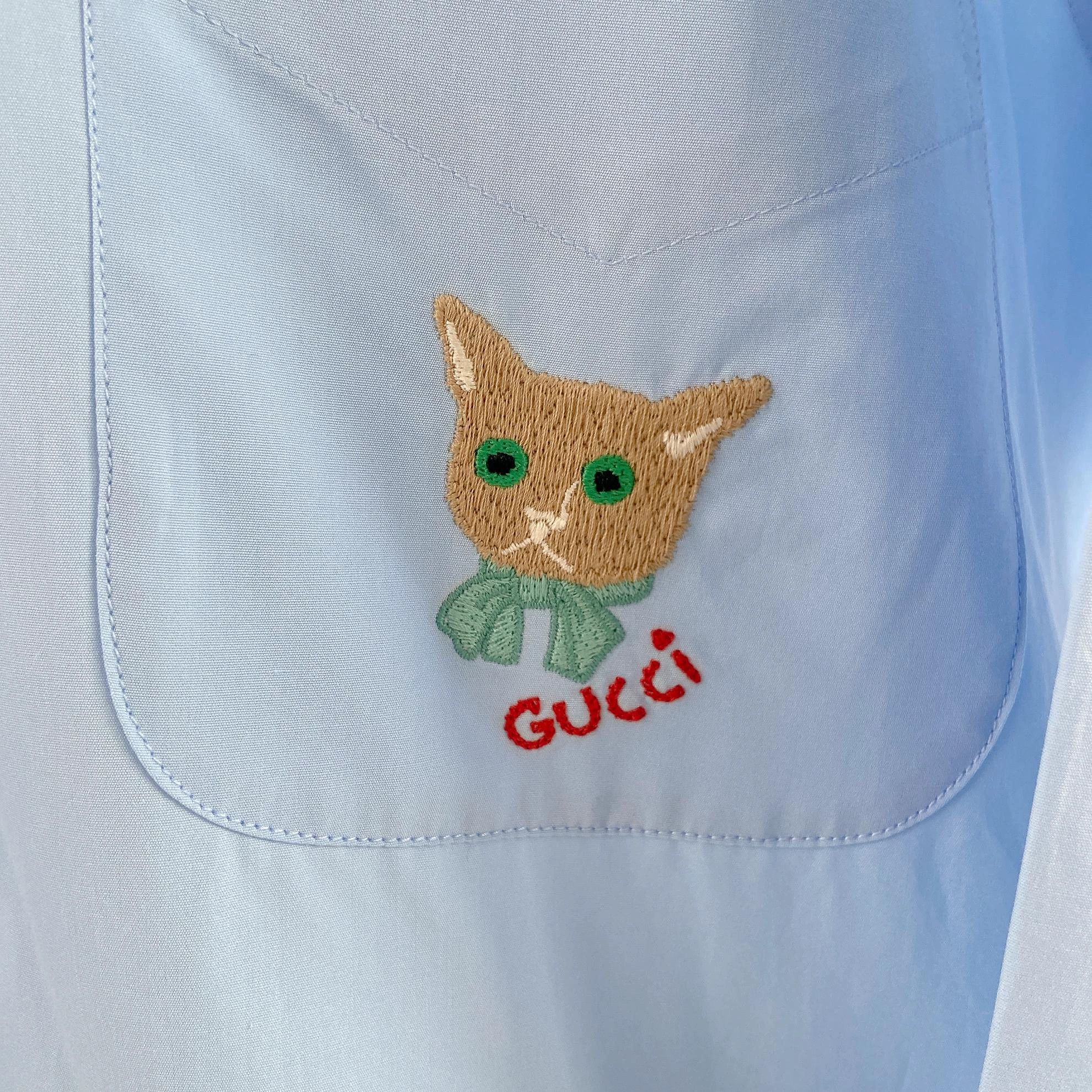 Gucci Gucci Cat Blue Shirt 38 with Tags Size XS / US 0-2 / IT 36-38 - 6 Thumbnail