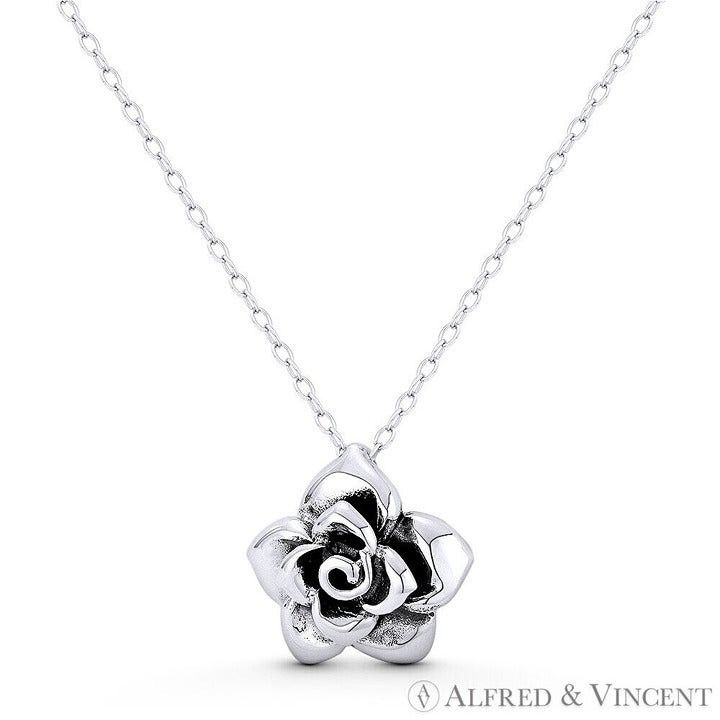 Other Rose Flower Charm Pendant in Oxidized .925 Sterling Silver Size ONE SIZE - 1 Preview