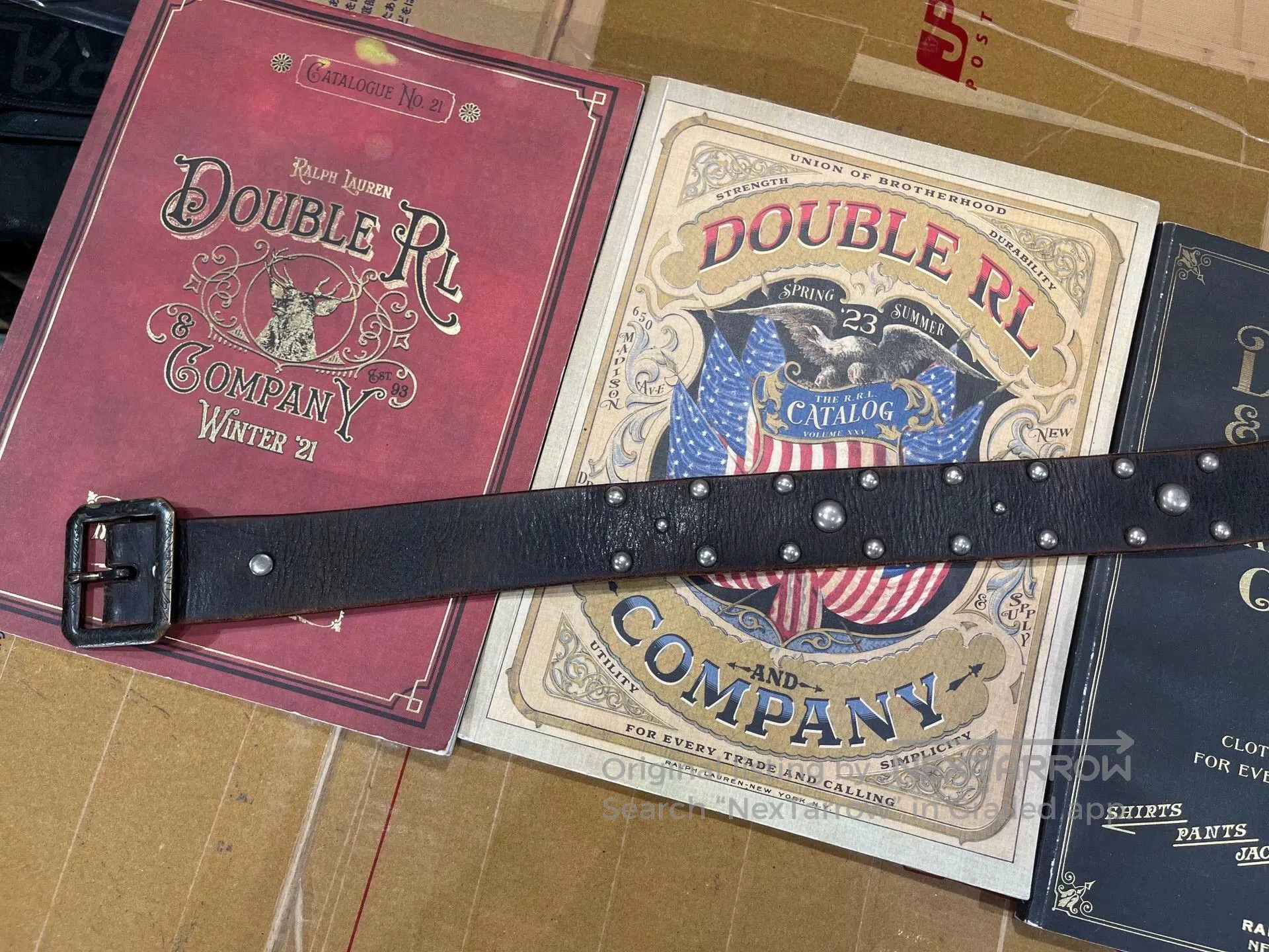 RRL Ralph Lauren rrl leather studded belt by ralph lauren. Size ONE SIZE - 3 Thumbnail