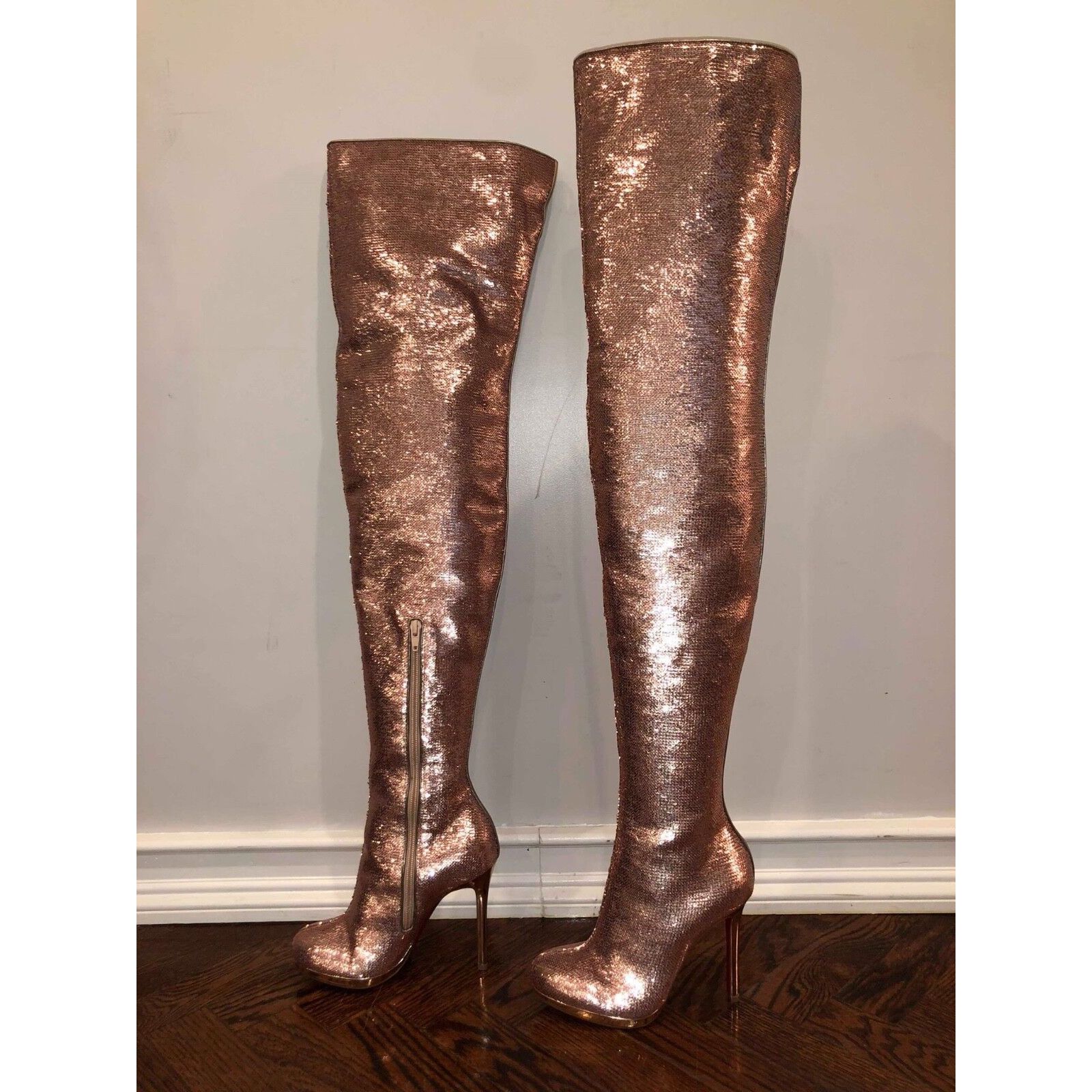 Christian Louboutin Christian Louboutin Moulin Noir 120 Nude Pink Sequin Thigh Size US 6 / IT 36 - 6 Thumbnail
