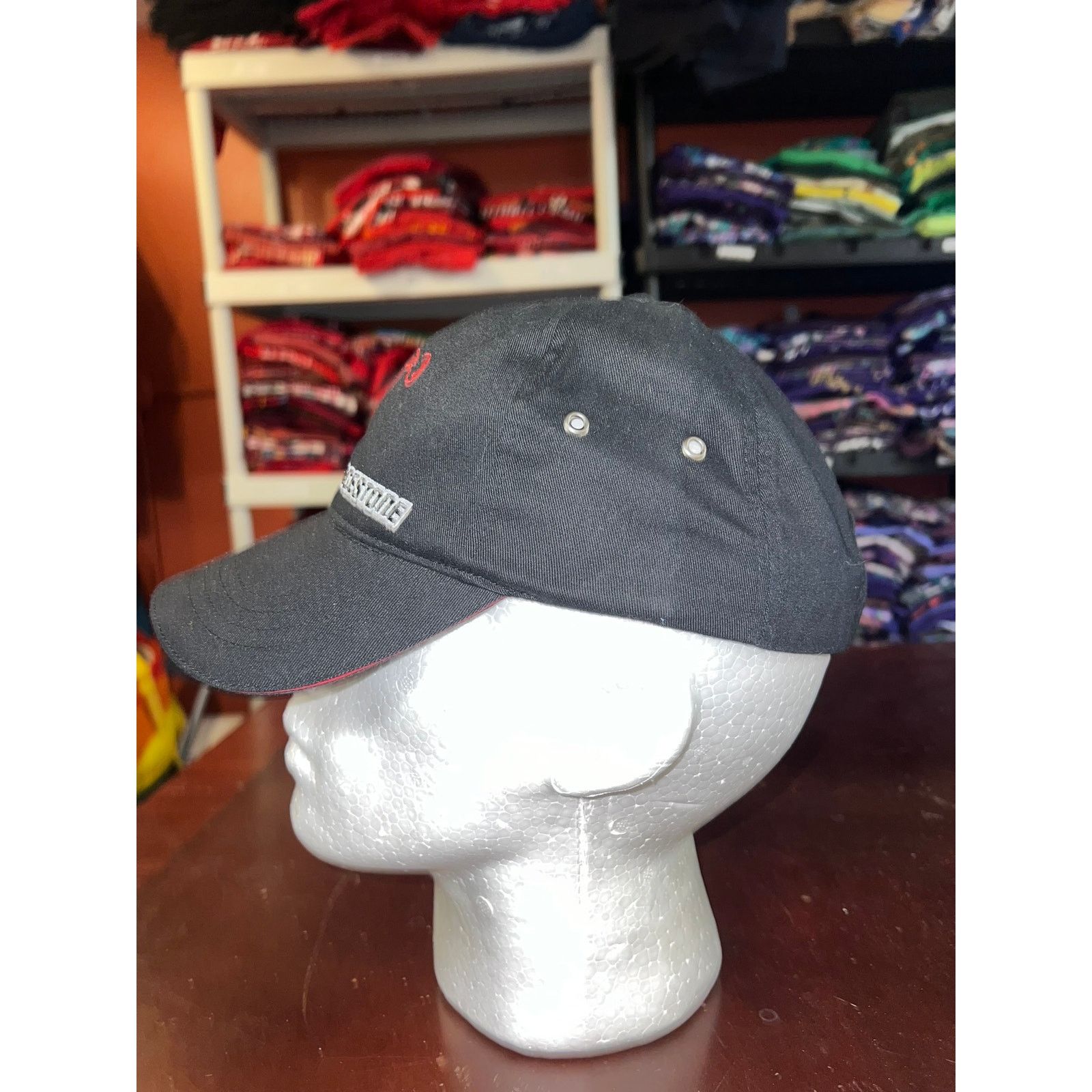 Vintage Vintage Bridgestone Hat Black Red Racing Race Car Cap OS Size ONE SIZE - 3 Thumbnail