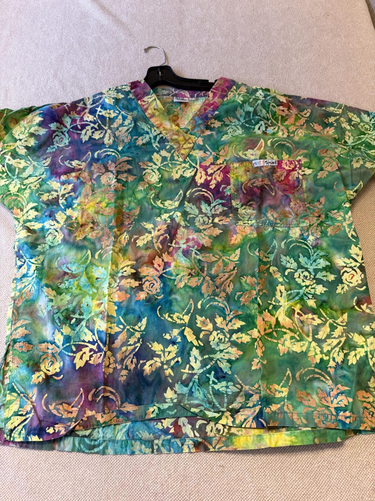 Other Crazy Scrubs Multicolor Floral Print Cotton Scrub Top Medium Size M / US 6-8 / IT 42-44 - 1 Thumbnail