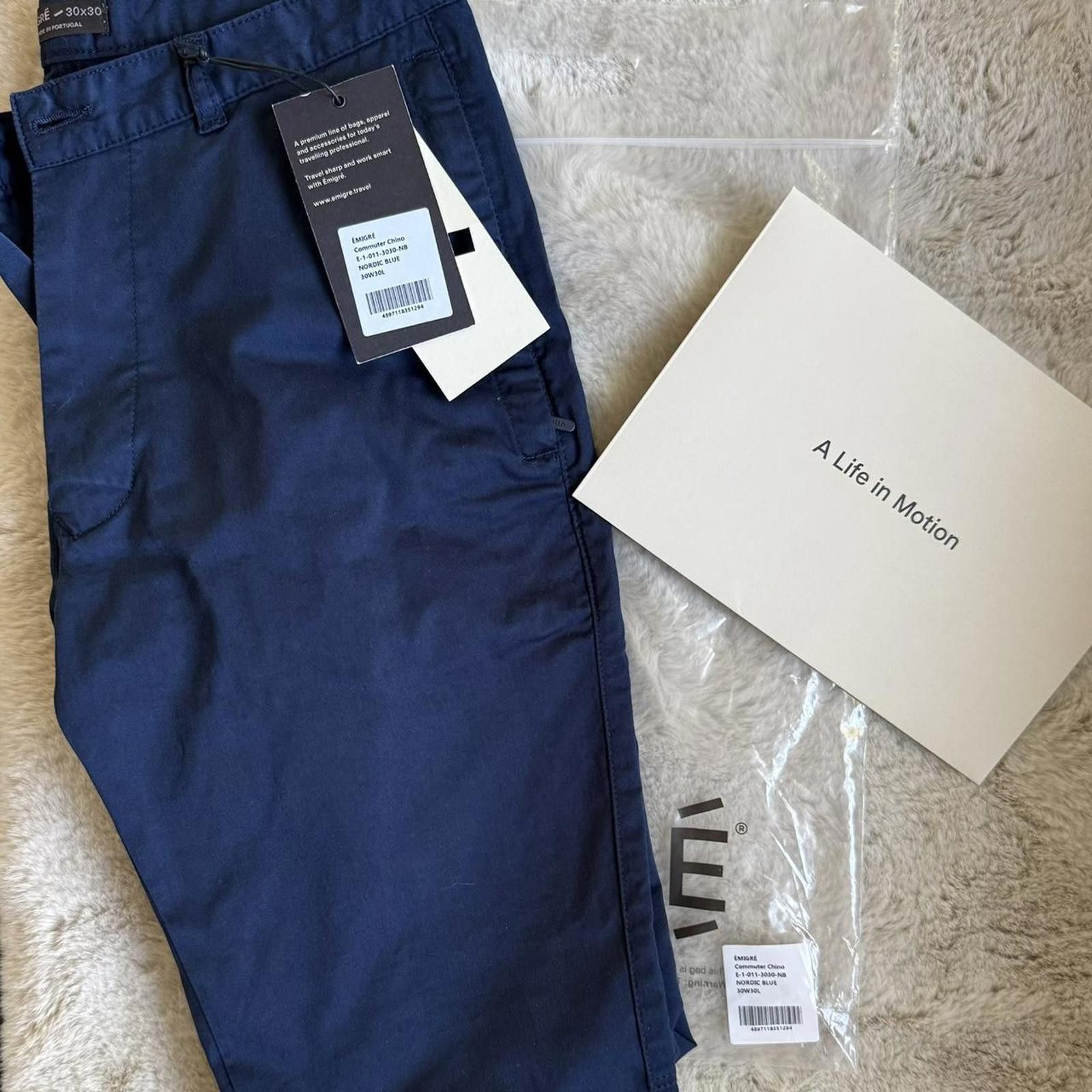 Other Emigre Travel Commuter Chino Marine Blue - 30x30 NWT Size US 30 / EU 46 - 1 Thumbnail