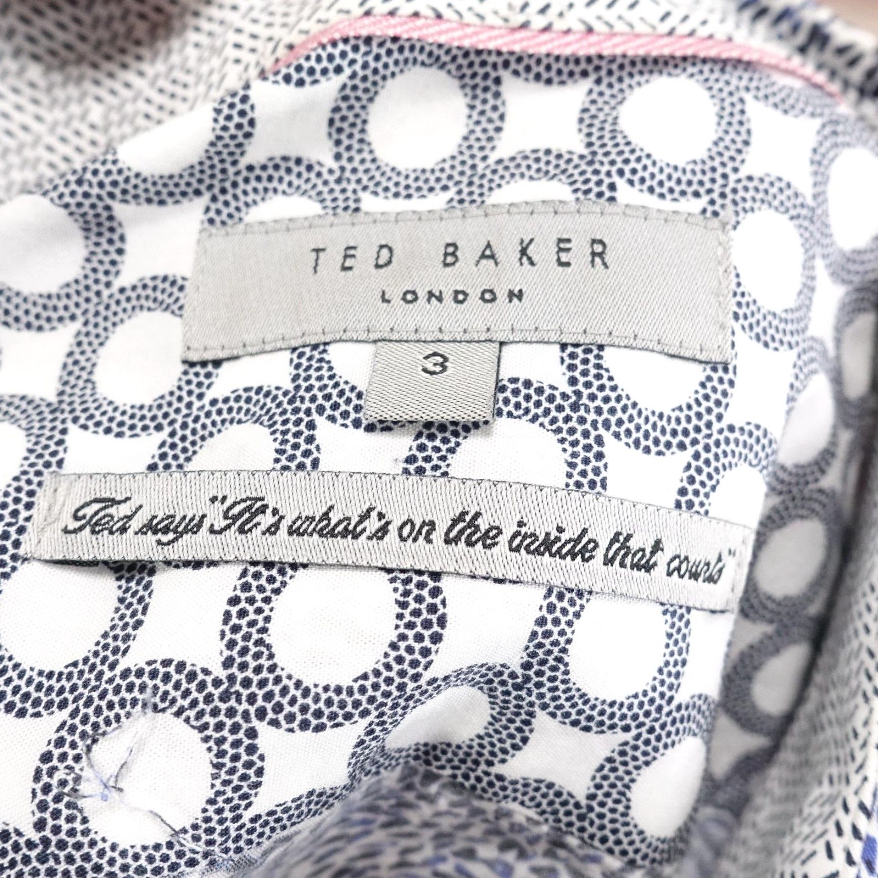 Ted Baker Ted Baker Shirt Mens 3 Medium Blue White Celnor Floral Print Long Sleeve Cotton Size US M / EU 48-50 / 2 - 6 Thumbnail