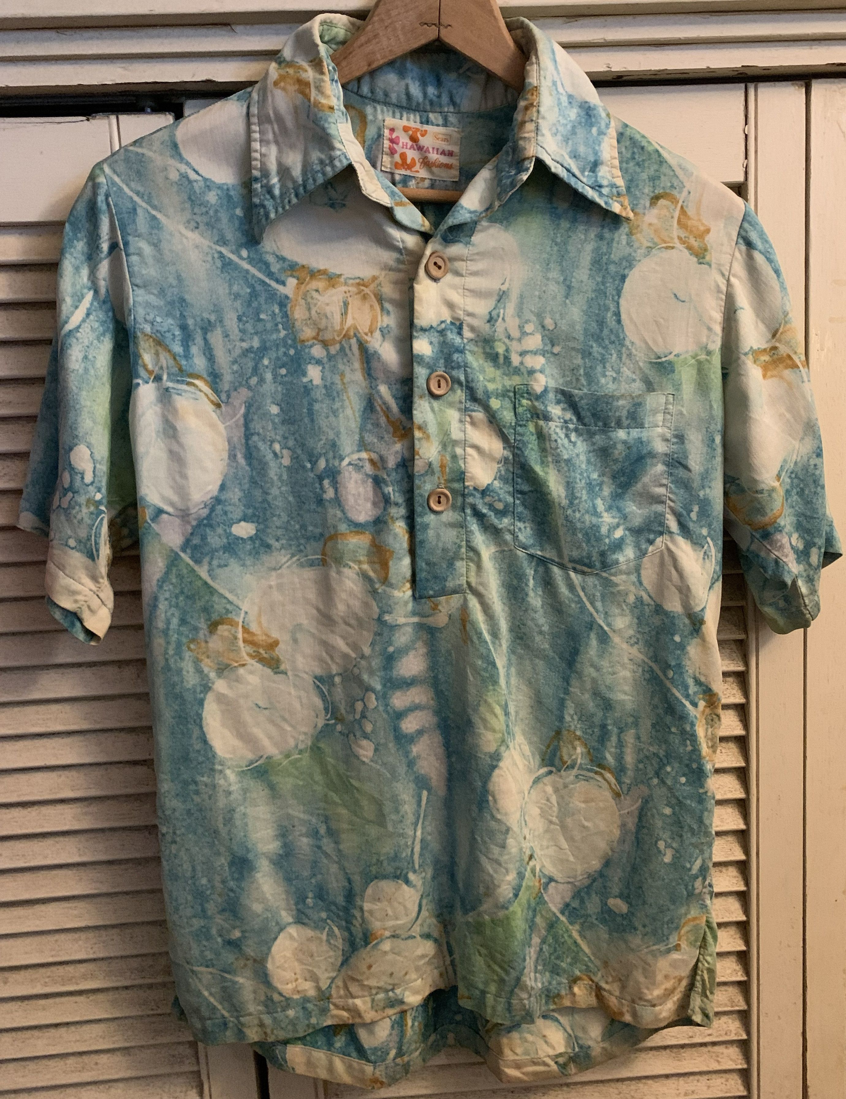 Sears Vtg 60s Sears Hawaiian Popover M Floral Watercolor Aloha Size US M / EU 48-50 / 2 - 1 Thumbnail