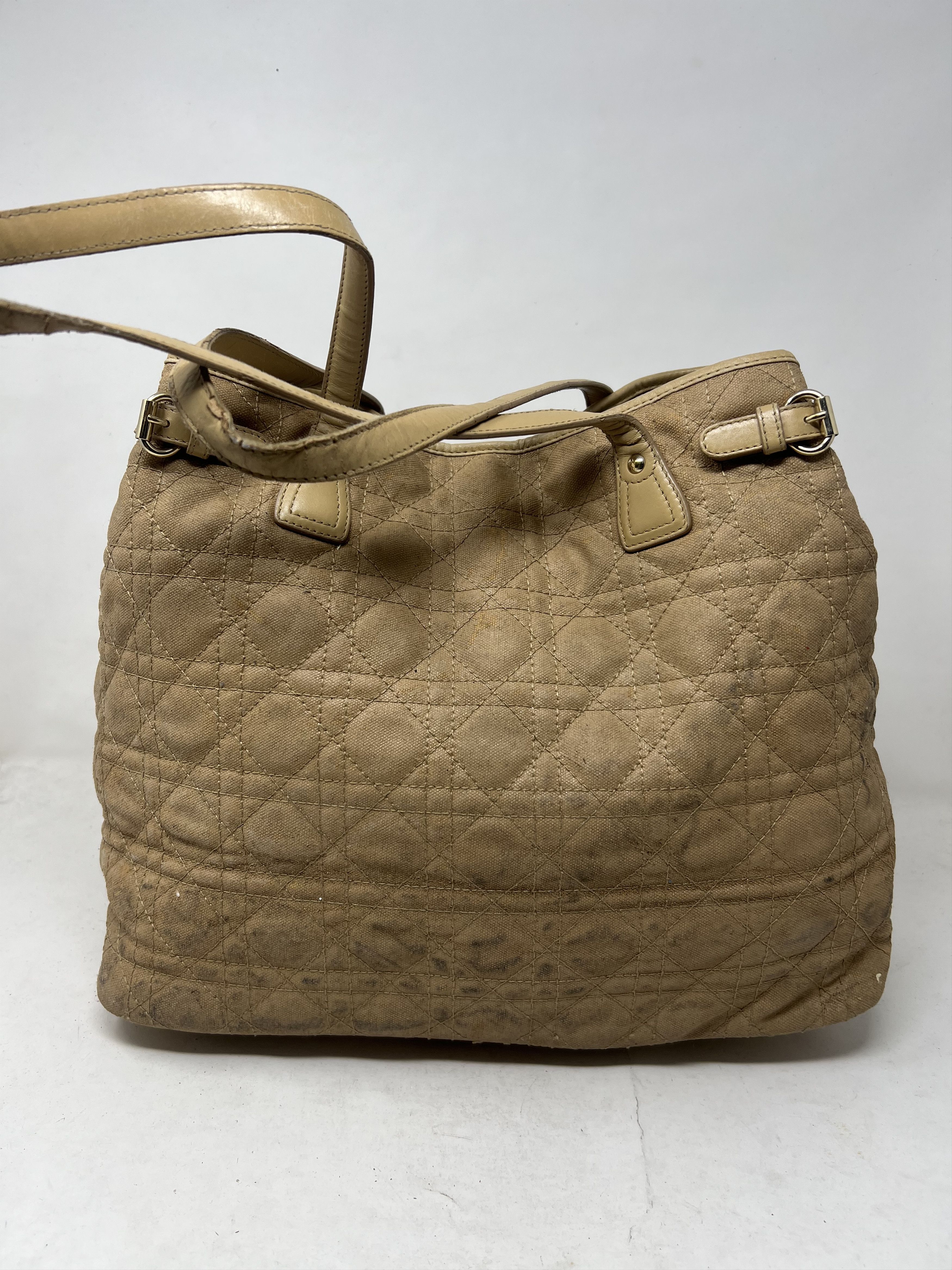 Christian Dior Monsieur Christian Dior Panarea Cannage Quilted Canvas Tote Size ONE SIZE - 4 Thumbnail