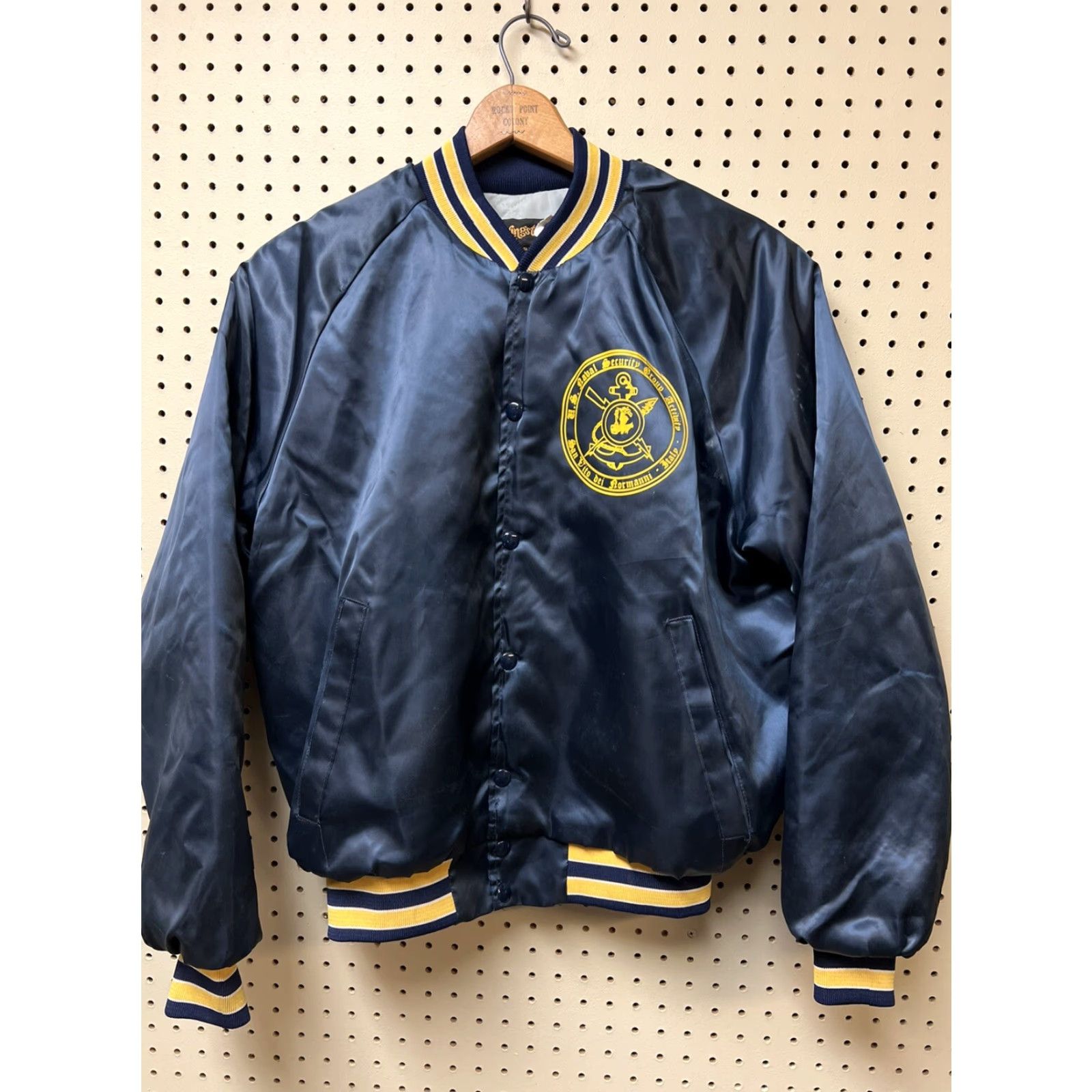 Vintage VINTAGE Swingster Jacket Military Satin Nylon Blue US Naval Italy Snap L Men Mens Size L Size US L / EU 52-54 / 3 - 2 Thumbnail