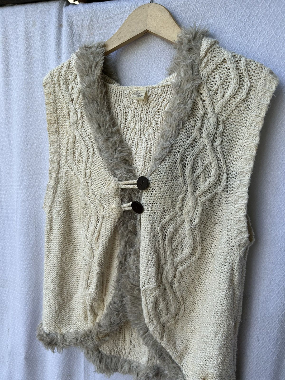Japanese Brand Old navy vest fur cardigan hooded knit styled Size US L / EU 52-54 / 3 - 5 Thumbnail
