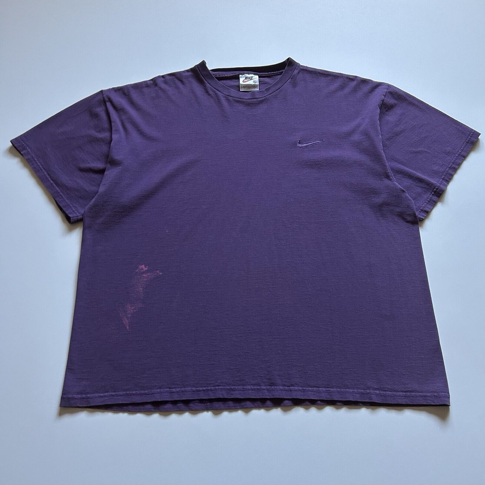 Nike × Vintage Vintage 90s Nike Swoosh T Shirt XL Faded Purple Made In USA Size US XL / EU 56 / 4 - 1 Thumbnail