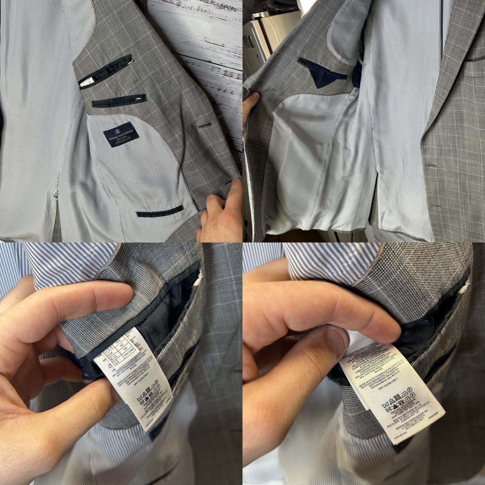 Brooks Brothers Brooks Brothers Blazer Jacket Explorer Fitzgerald Fit Gray Check 42L Size 42R - 8 Thumbnail