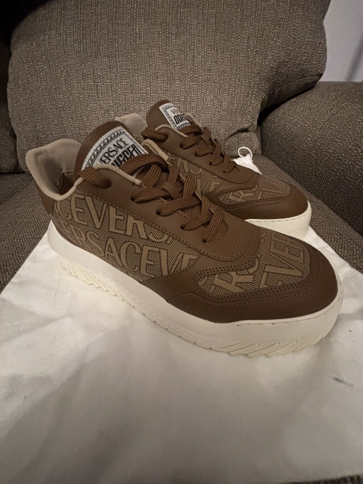 Versace Versace Odissea Versace Logo All Over Brown Size 10 Size US 10 / EU 43 - 1 Thumbnail