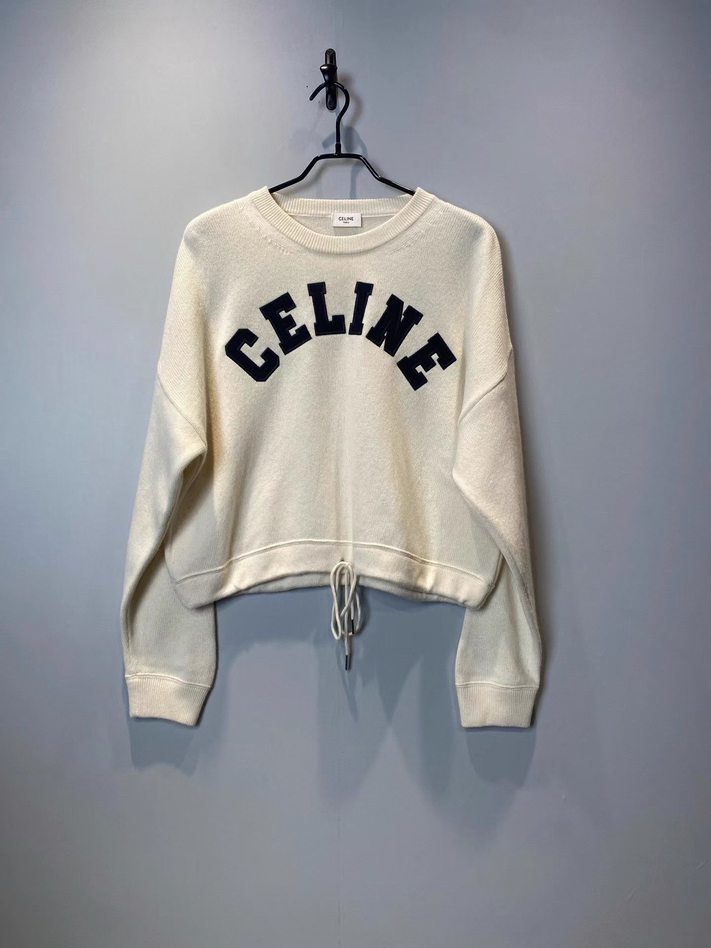 Celine Celine White Cashmere Knit Sweatshirt with Letter Logo K36 Size S / US 4 / IT 40 - 1 Thumbnail