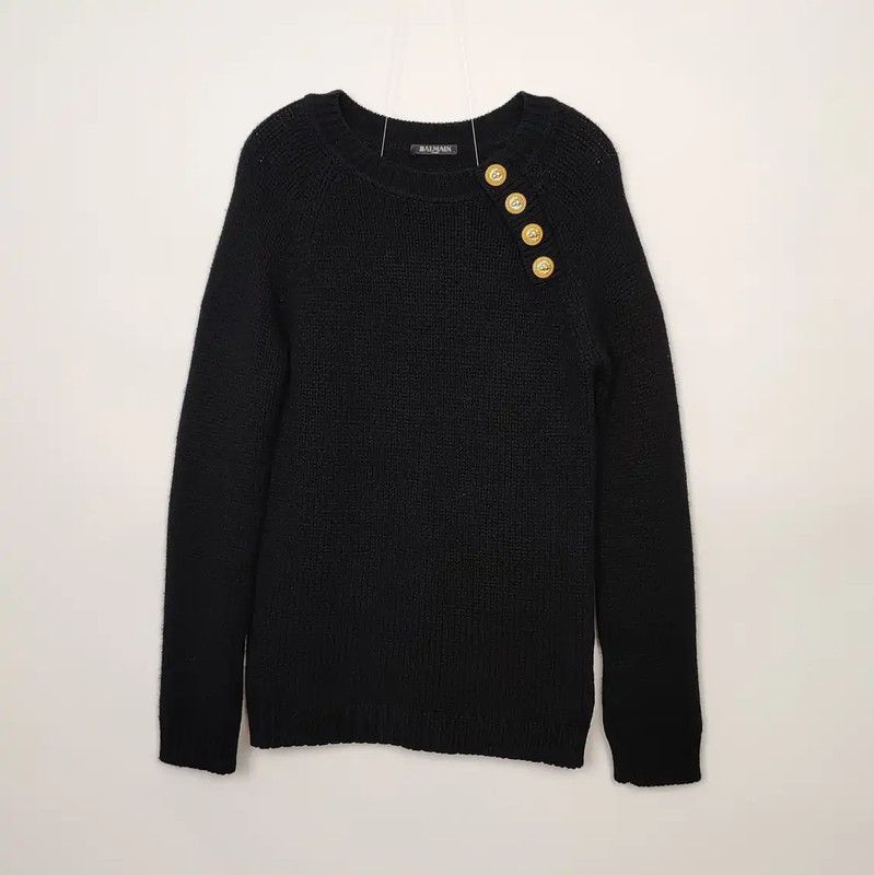 Balmain Balmain Black Wool Women's Knit Sweater 0089 Size M / US 6-8 / IT 42-44 - 1 Thumbnail